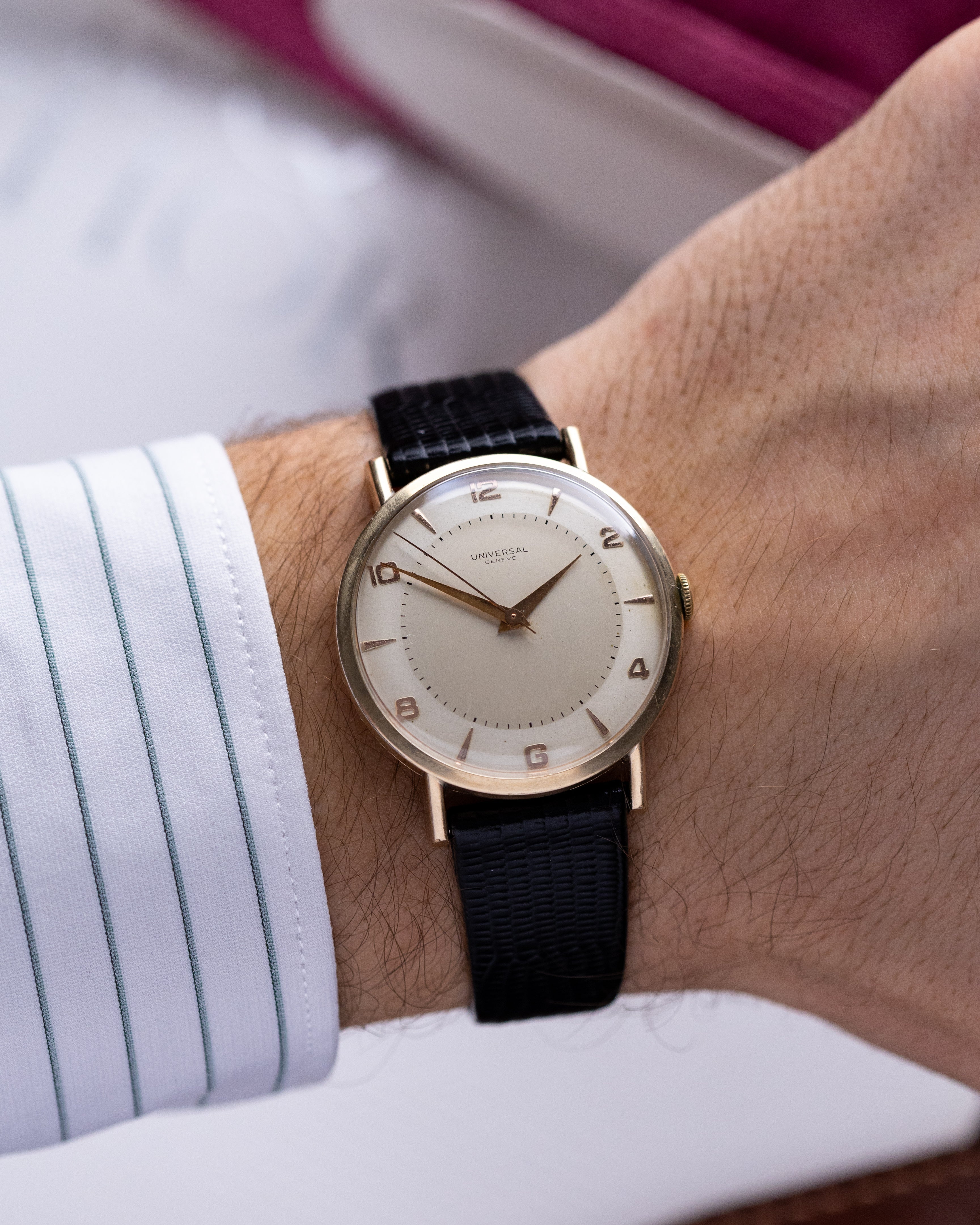 Vintage Universal Genève Dress Watch, Rose Gold - plated Case, Two - tone Dial, Cal. 322 from 1950's - DuMarko