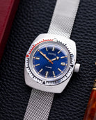 Vintage Vostok Amphibia Soviet Watch, Blue Dial, Barrel Shaped Case - DuMarko