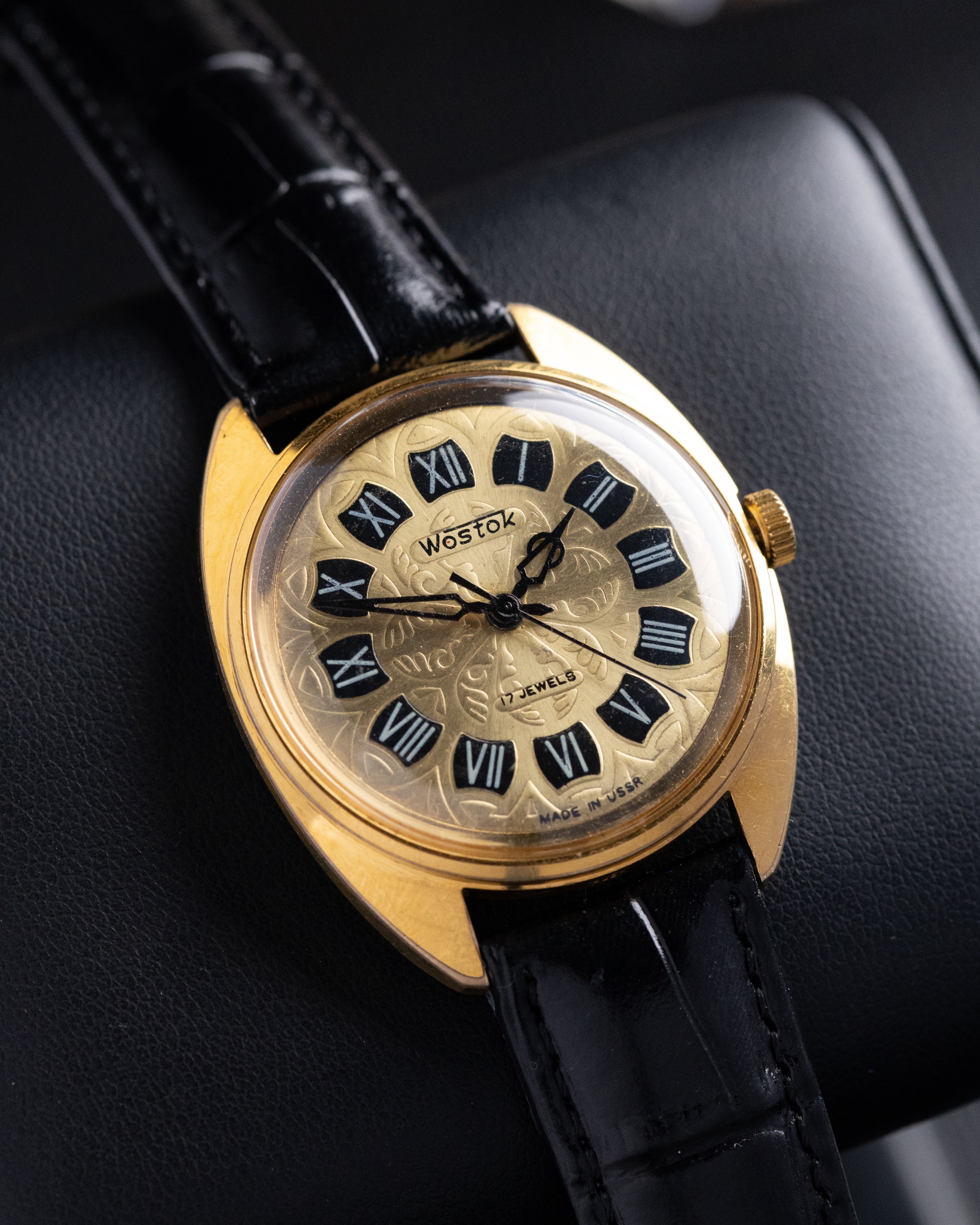 Vintage Vostok Soviet Watch Cal. 2409, Gold Guilloché Dial from 1970's - DuMarko