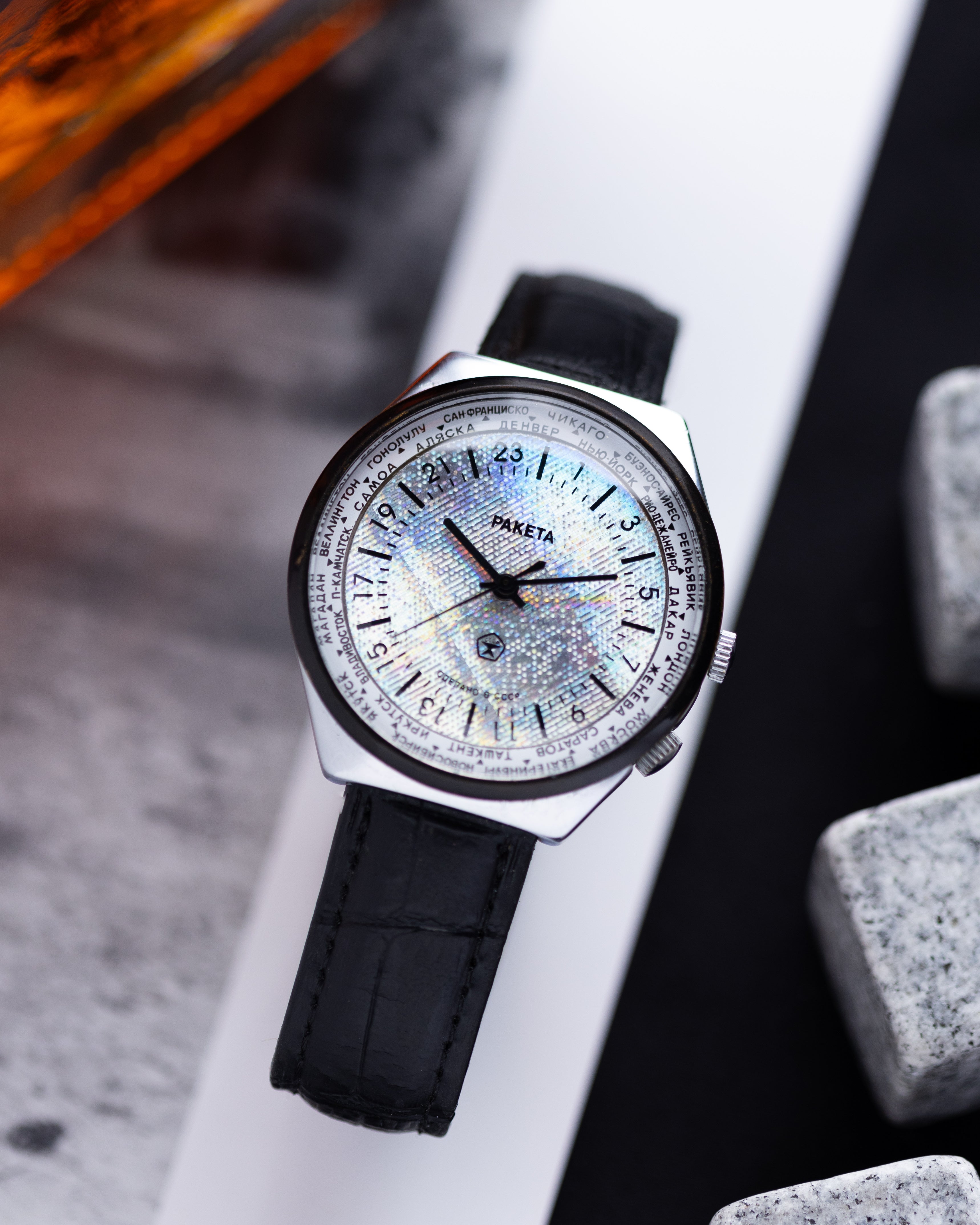 Vintage watch Raketa 24 hours, Holographic dial, Oversize case 40 mm from 1970's - DuMarko