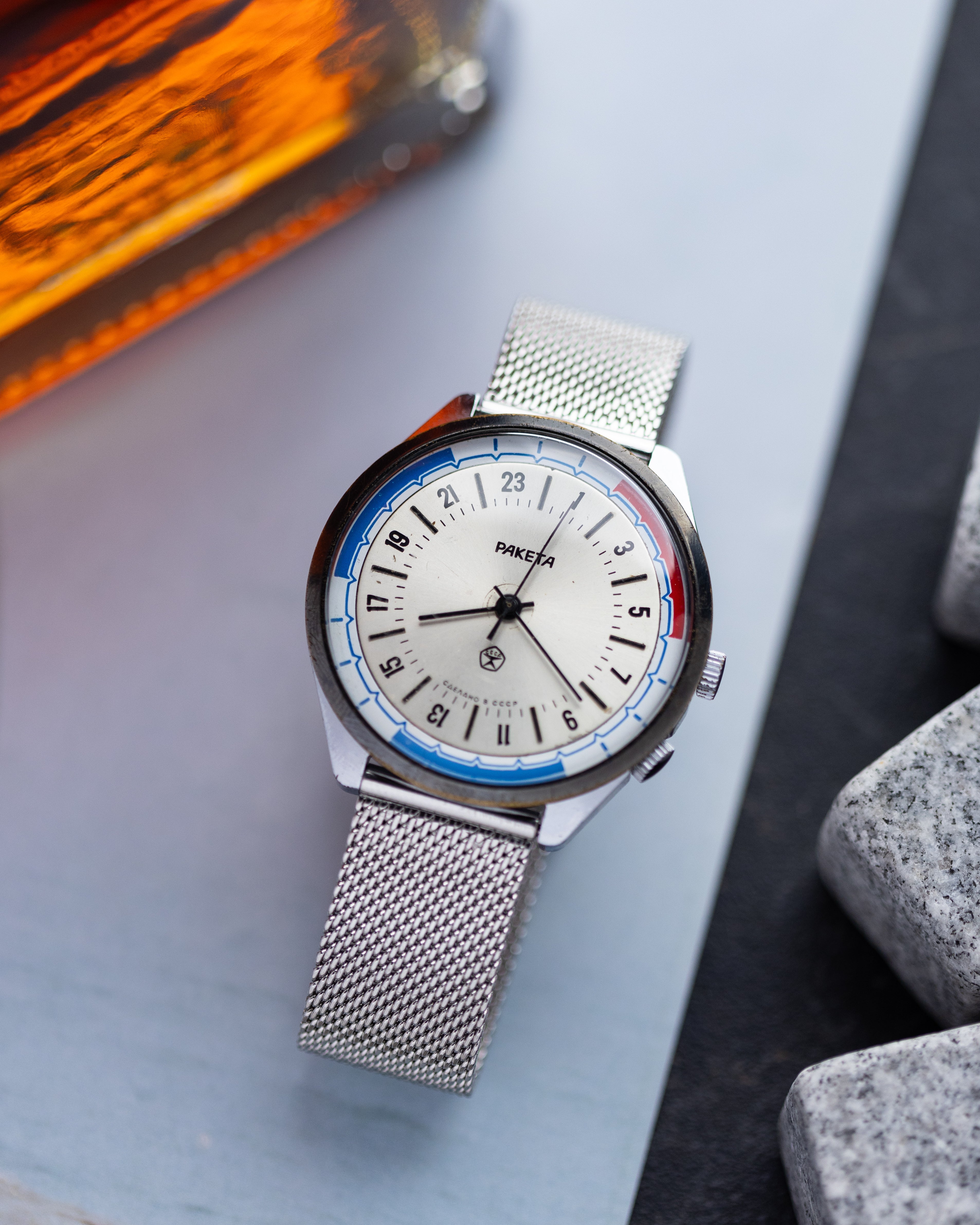 Vintage watch Raketa 24 hours, Original dial, Oversize case 39 mm from 1970's - DuMarko