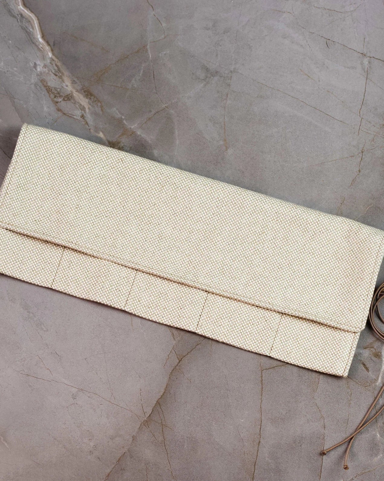 Beige Cotton Handmade Best Watch Roll Case for 5 Watches with Closing Strap - VintageDuMarko