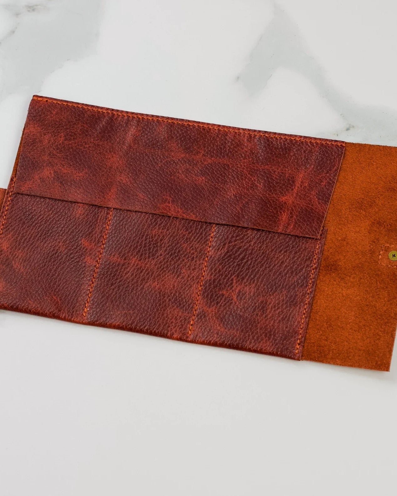 Brown Leather Watch Roll Case for 3 Watches, Handmade Watch Organizer with Closing Strap - VintageDuMarko