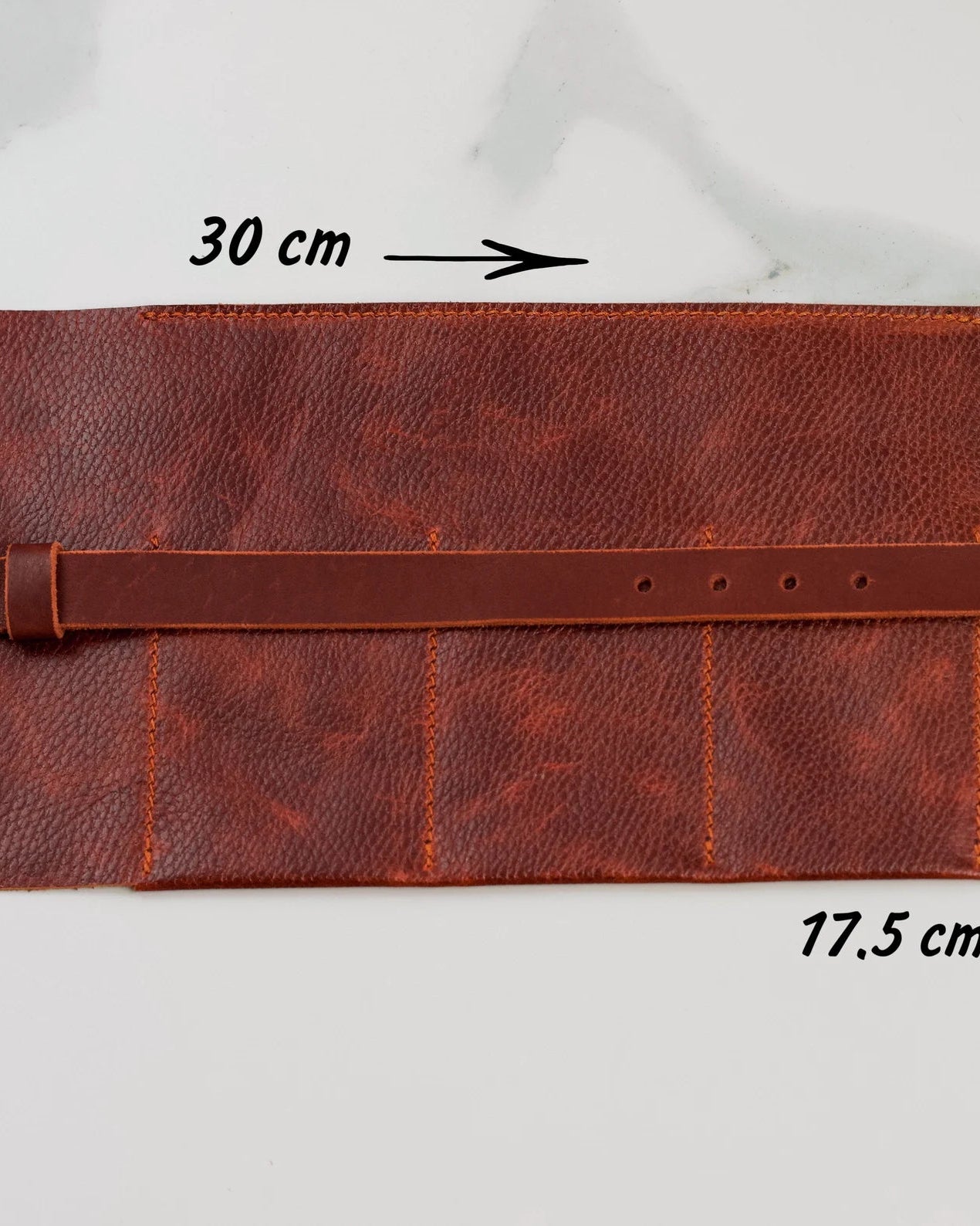 Brown Leather Watch Roll Case for 3 Watches, Handmade Watch Organizer with Closing Strap - VintageDuMarko