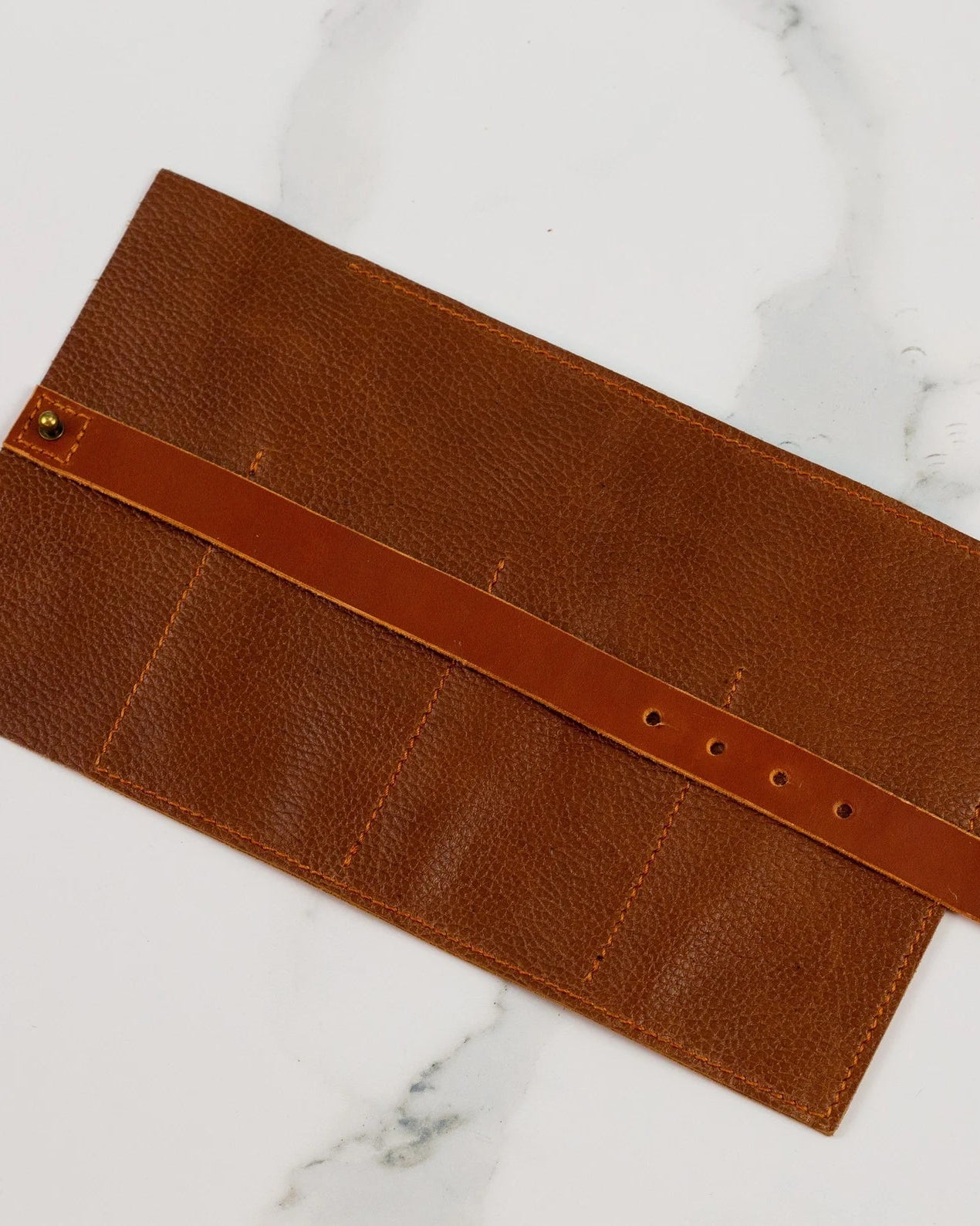 Brown Roll Watch Case for 3 Watches - Leather Watch Organizer with Closing Strap - VintageDuMarko