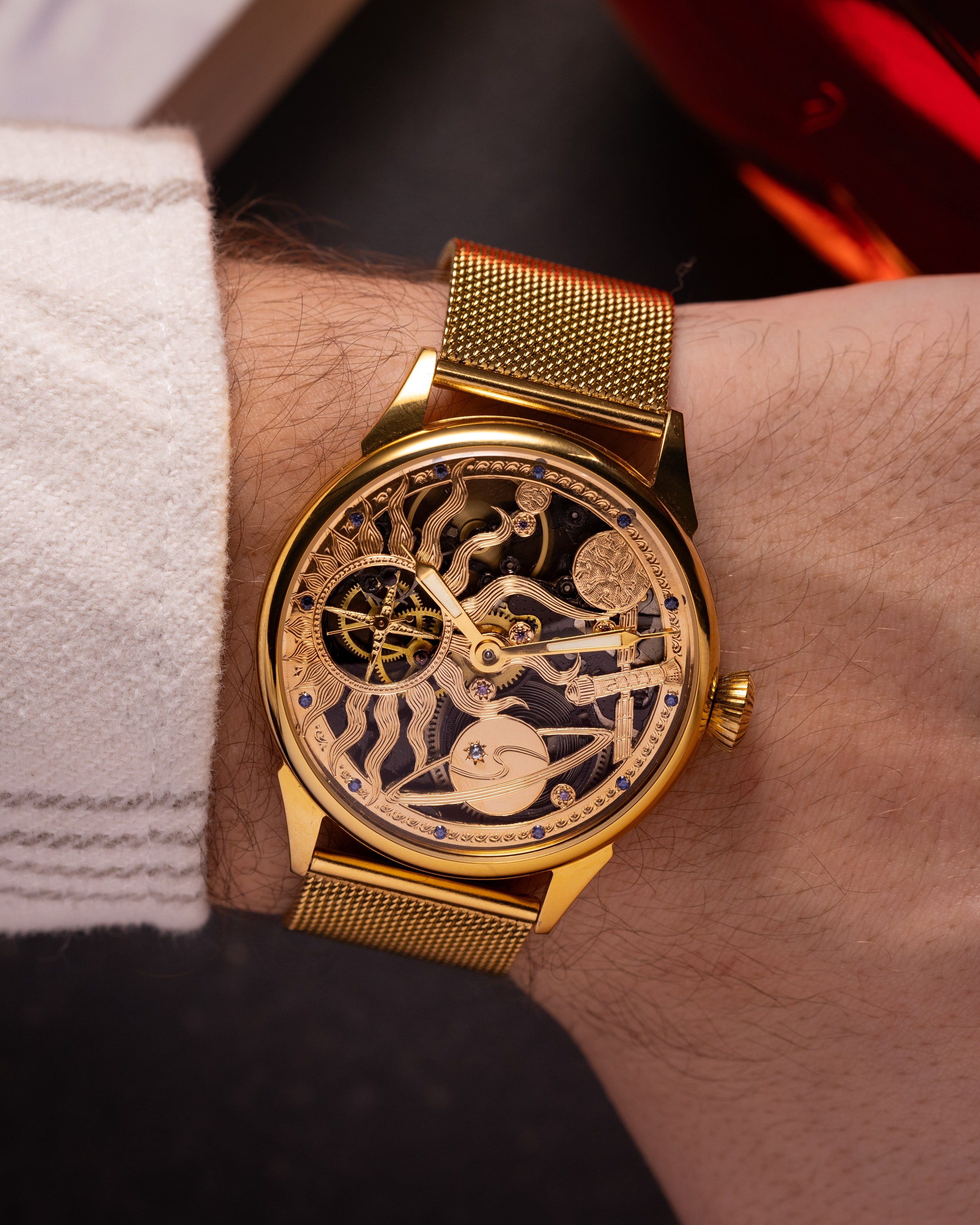Carved Watch «Molnija Space» - Vintage Watch Skeleton - VintageDuMarko