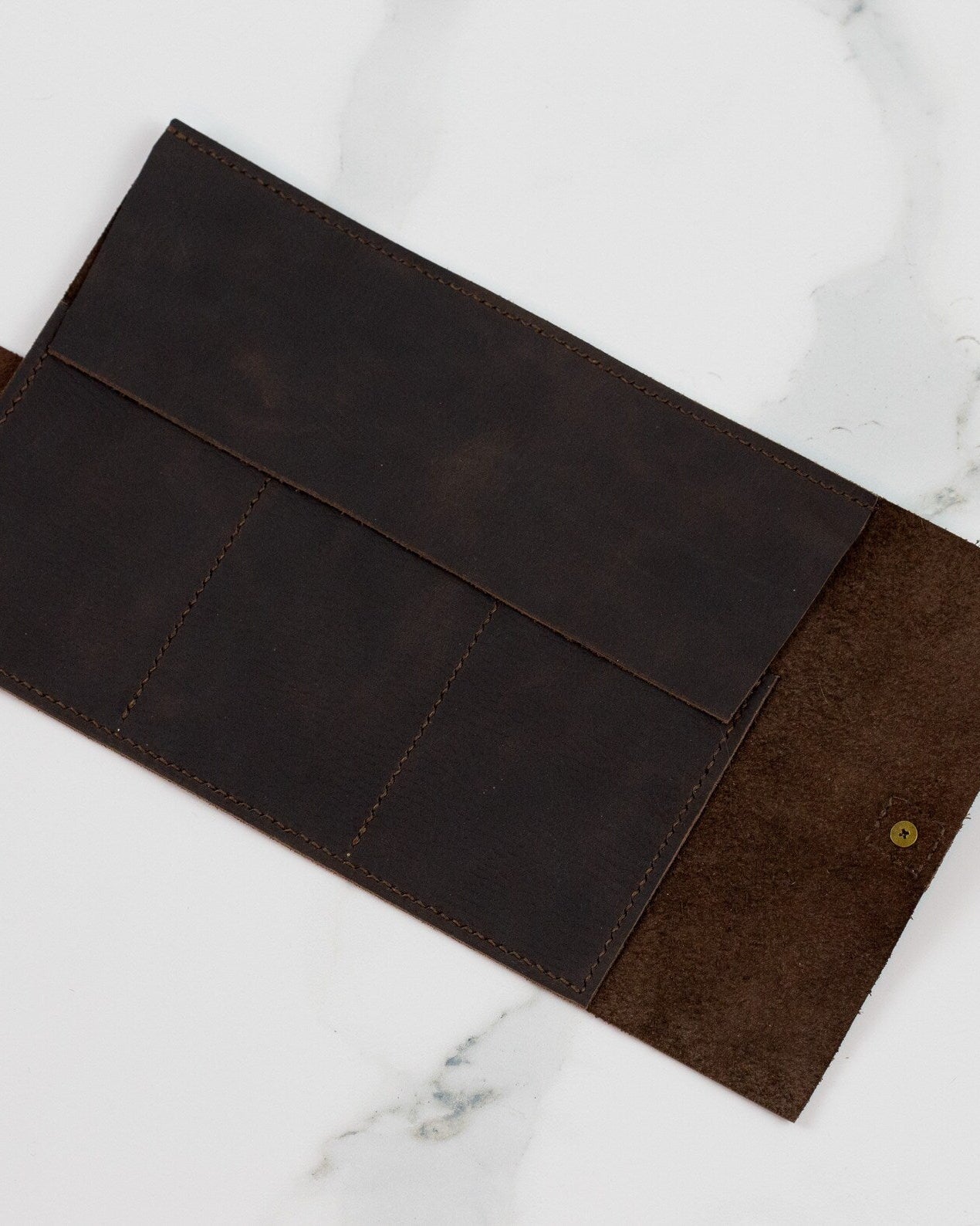 Dark Brown Leather Watch Roll Case for 3 Watches - Handmade Watch Organizer with Closing Strap - VintageDuMarko