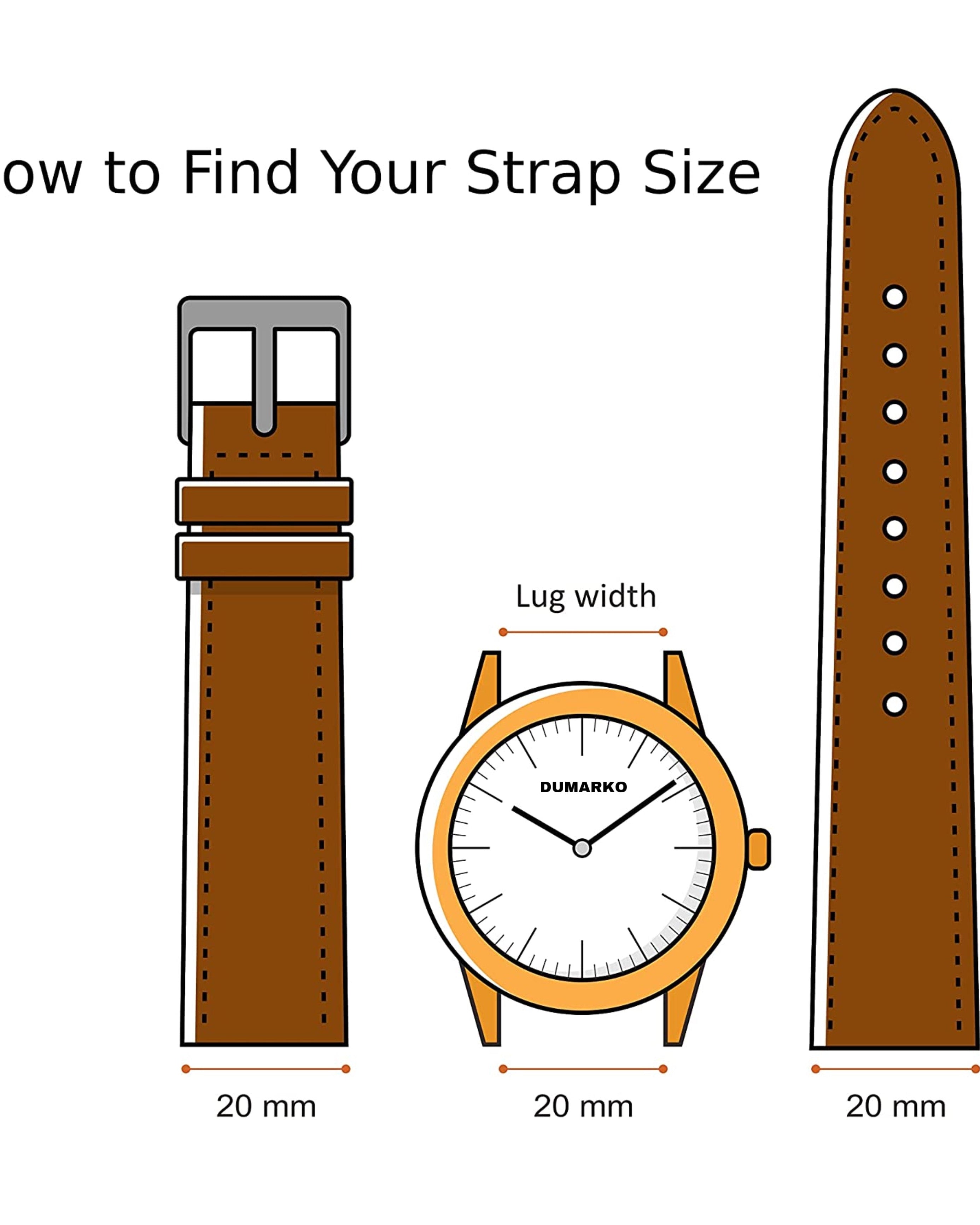 Handmade Dark Brown Leather Watch Strap with White Thread - VintageDuMarko