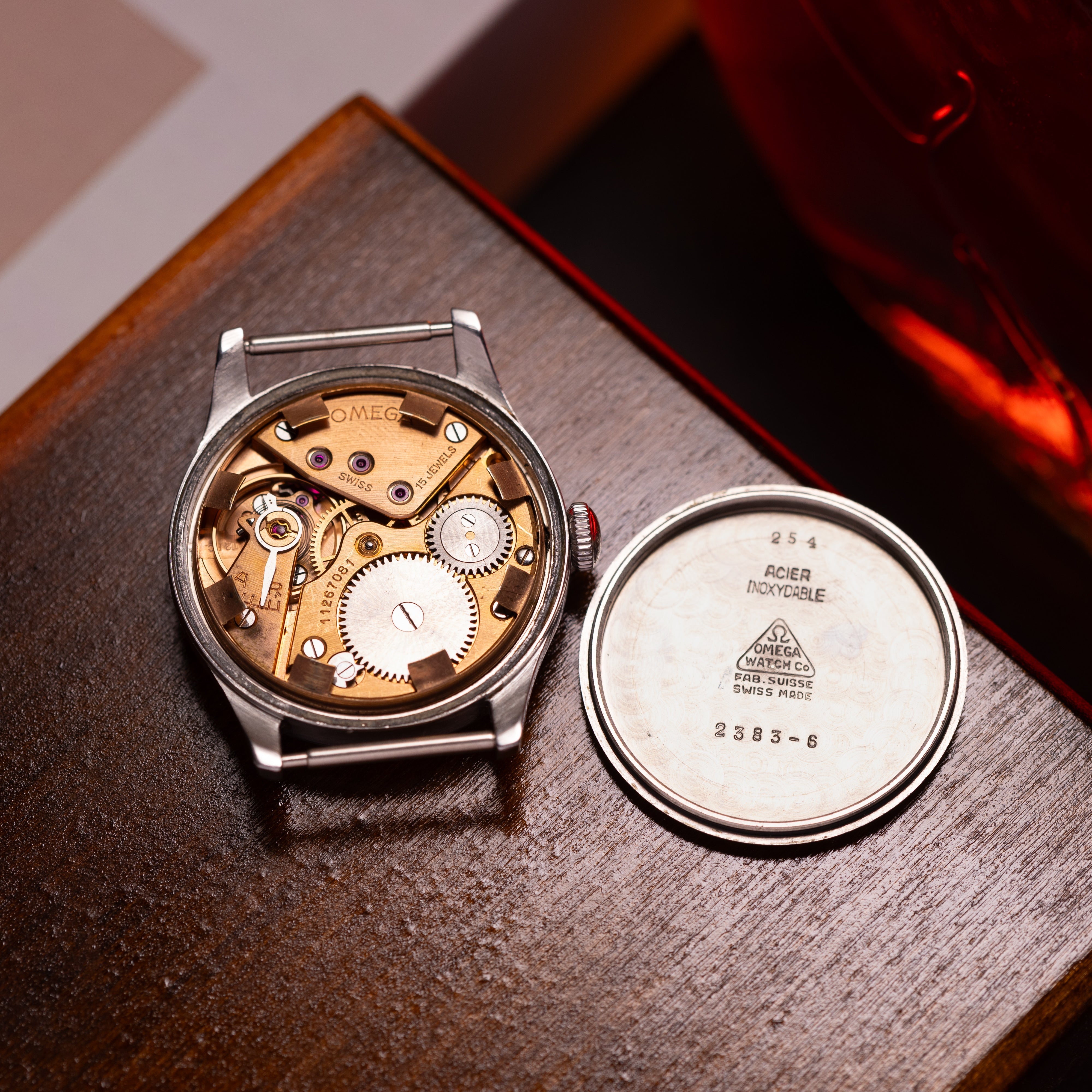 "Omega" Vintage Stainless Steel Watch, Patina Salmon Dial - VintageDuMarko