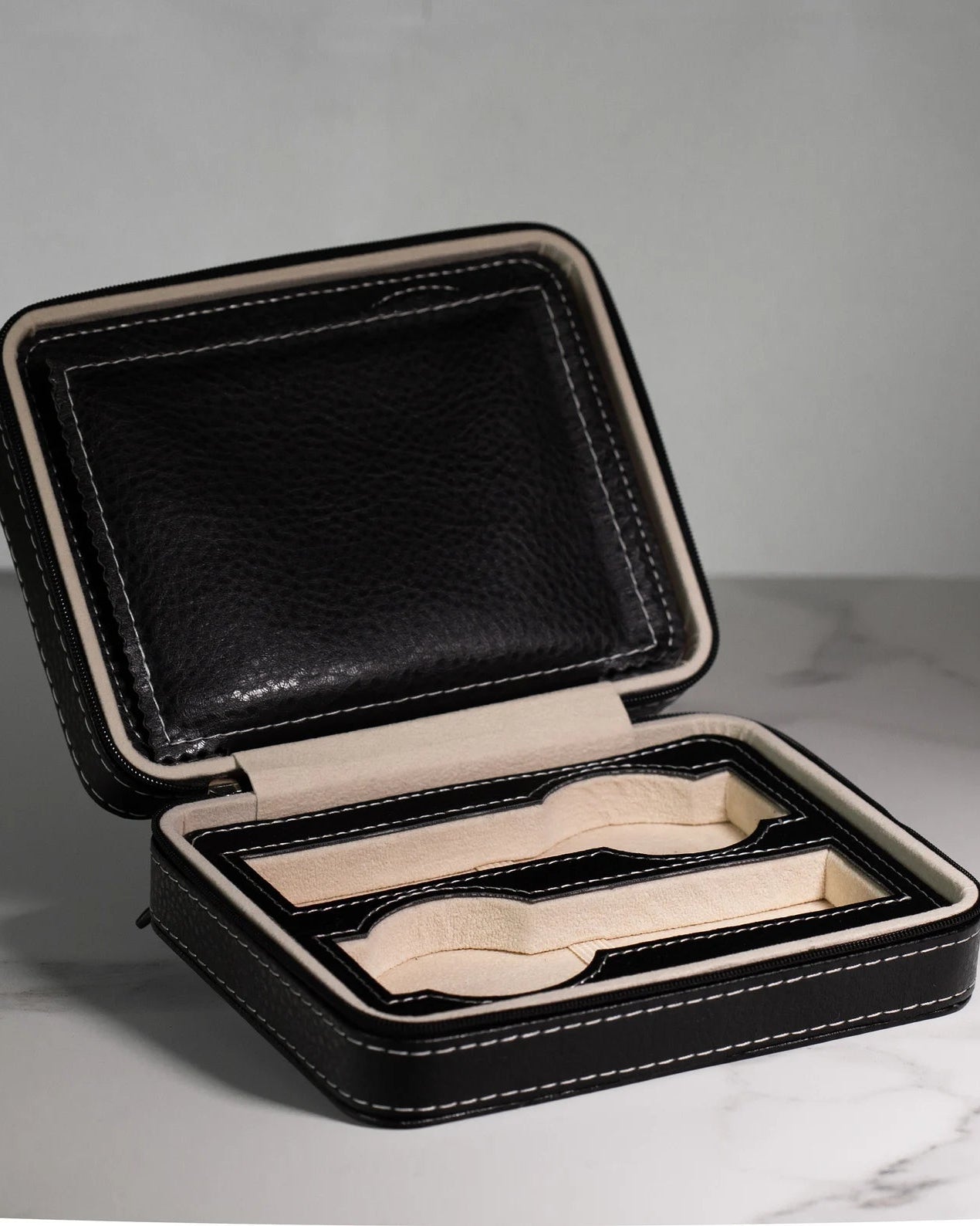 Organizer for 4 Watches, Leather Portable Travel Wrist Watch Case with Slots - VintageDuMarko