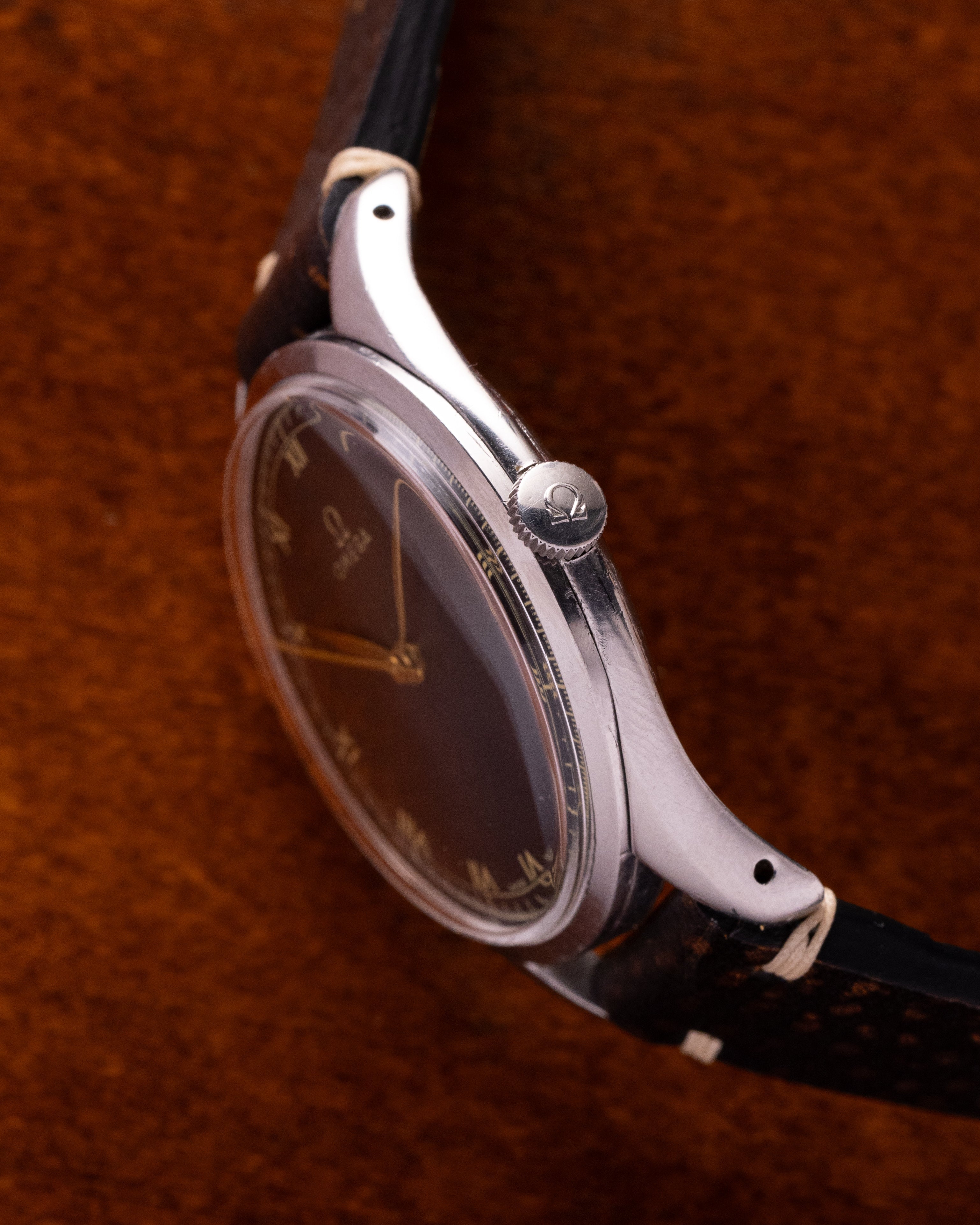 Oversize "Omega" Jumbo Watch, Black dial from 1940s, - VintageDuMarko