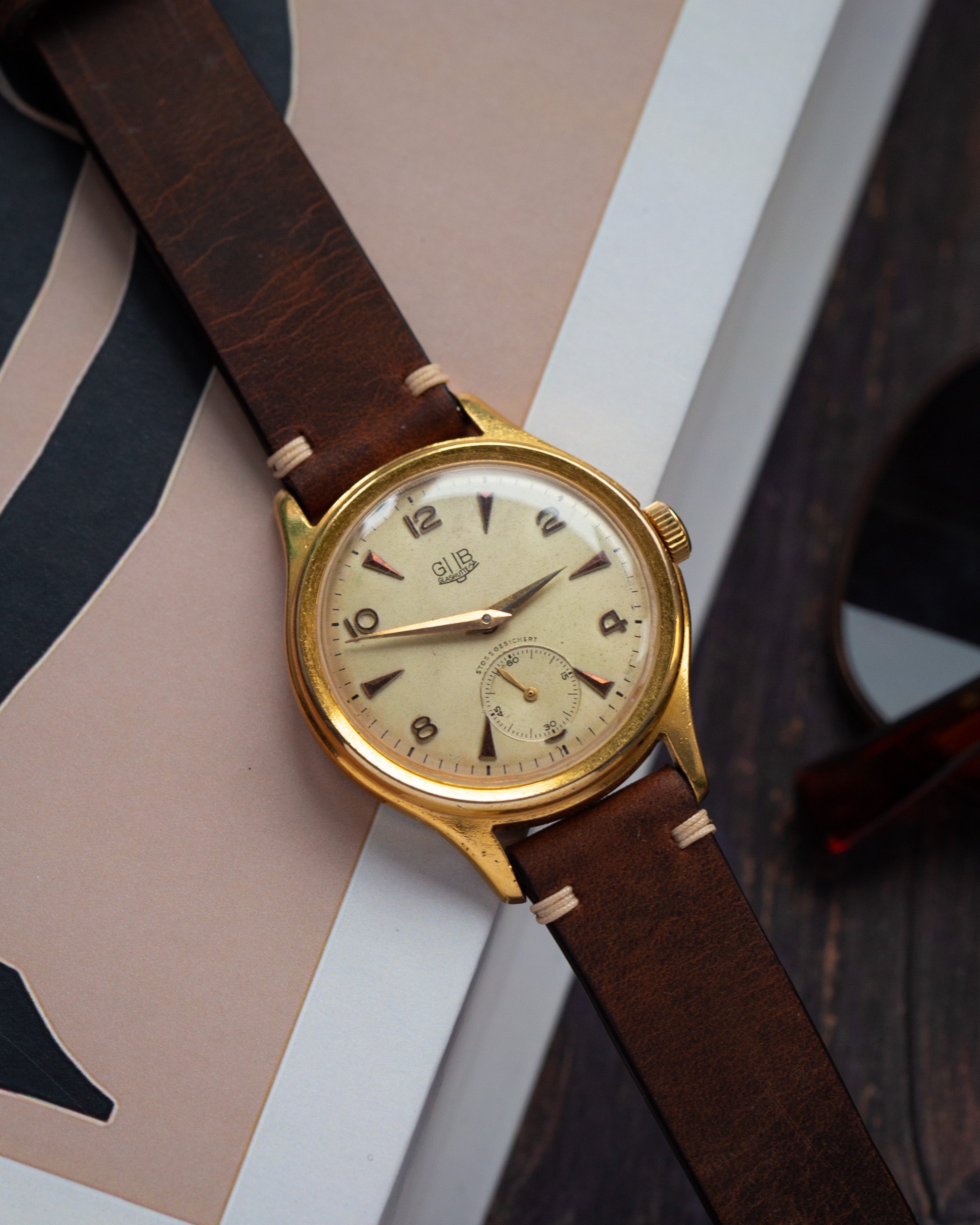 Rare Vintage German Gold Watch "GUB Glashutte", Authentic Old Watch - VintageDuMarko