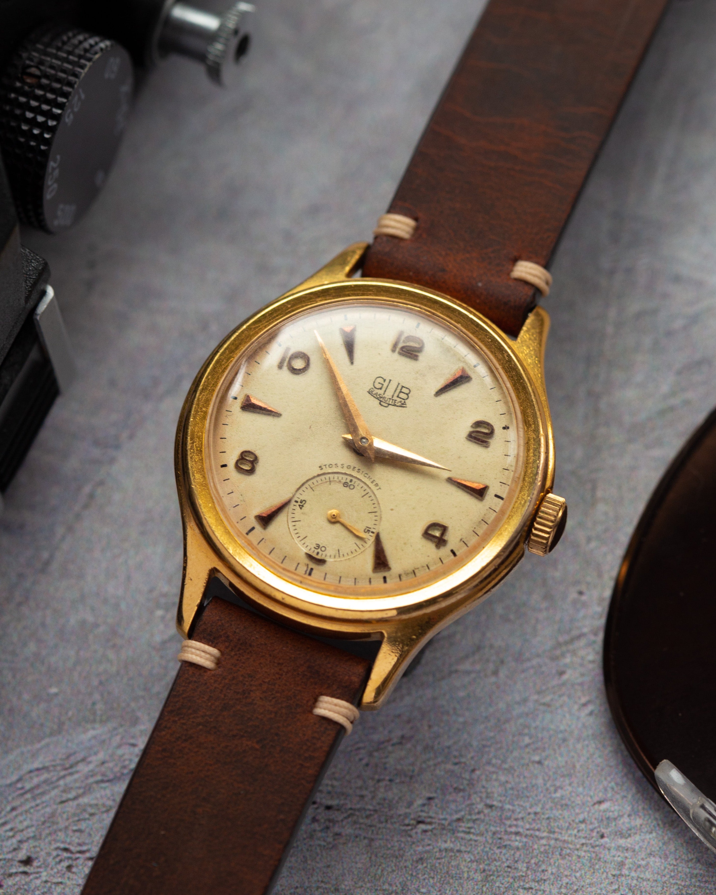 Rare Vintage German Gold Watch "GUB Glashutte", Authentic Old Watch - VintageDuMarko