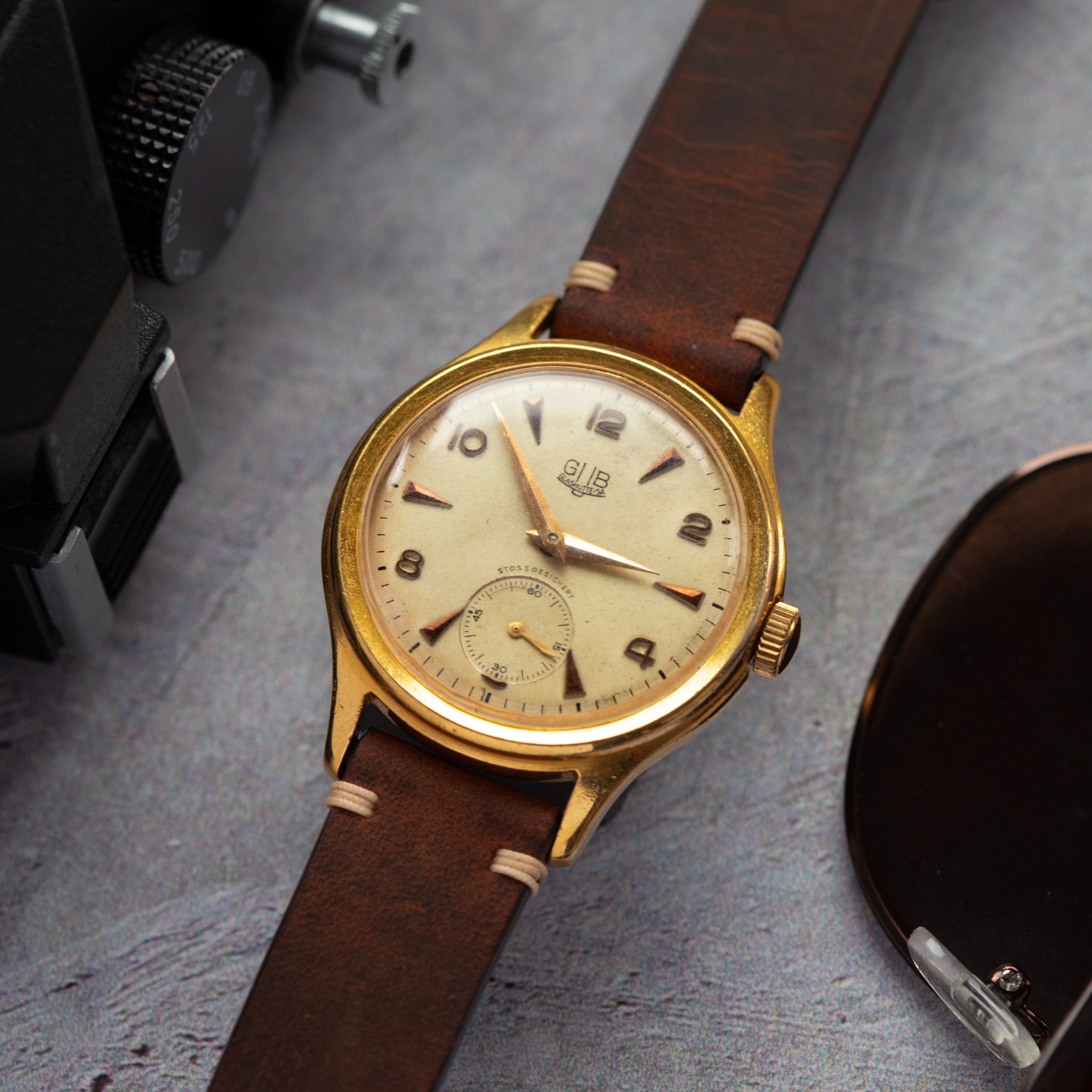 Rare Vintage German Gold Watch "GUB Glashutte", Authentic Old Watch - VintageDuMarko