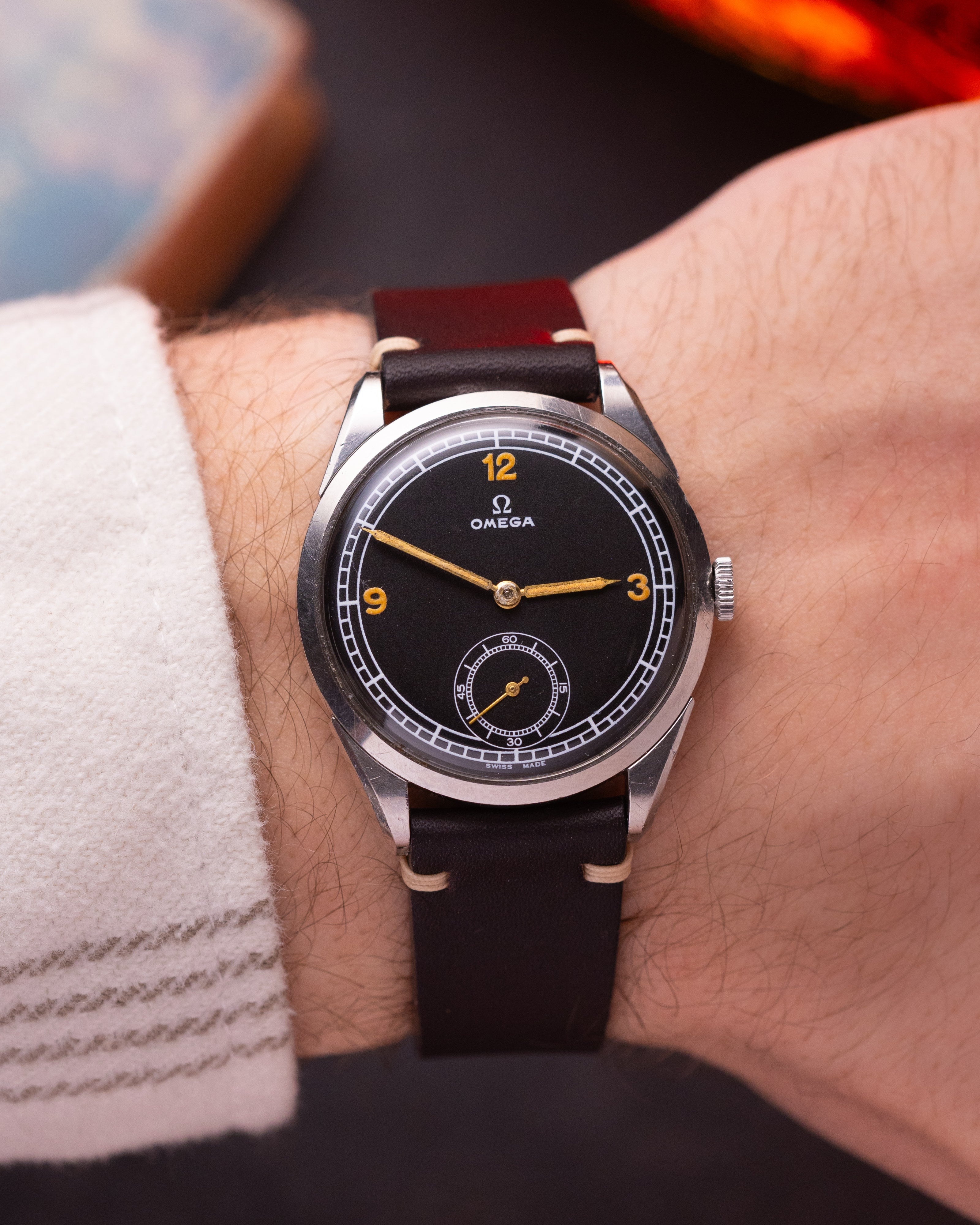 Rare Vintage "Omega Calatrava" watch, Black sector dial - VintageDuMarko