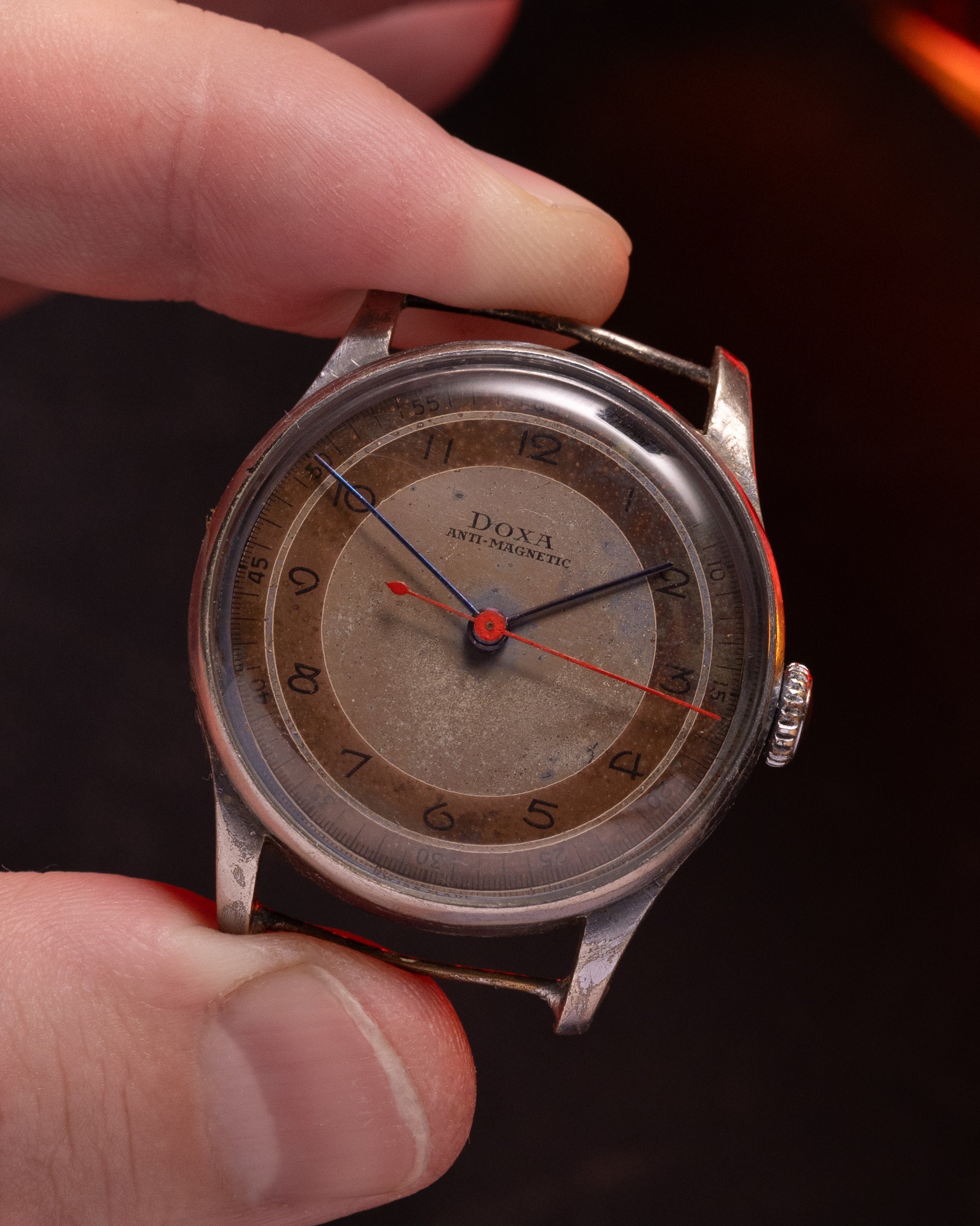 Rare vintage Swiss watch Doxa WW2, Two Tone Dial - VintageDuMarko