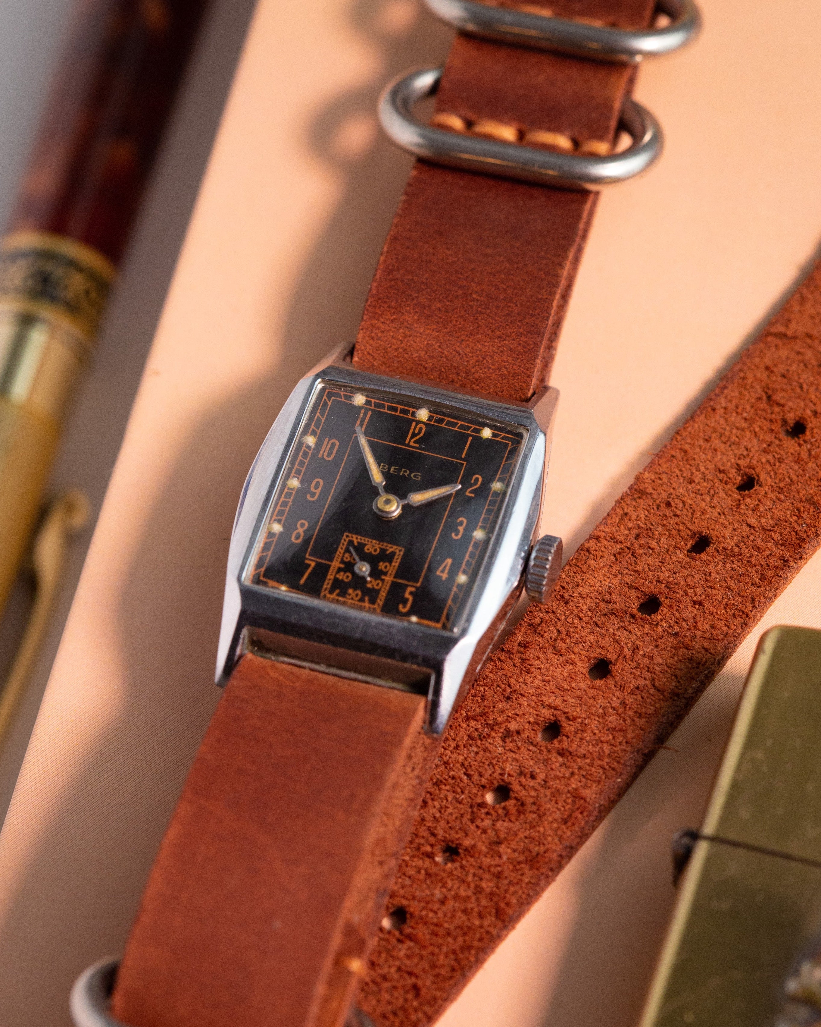 Rare Vintage Watch "Berg" from 1930's, Swiss Military Watch, Rectangular-Shaped Watch - VintageDuMarko