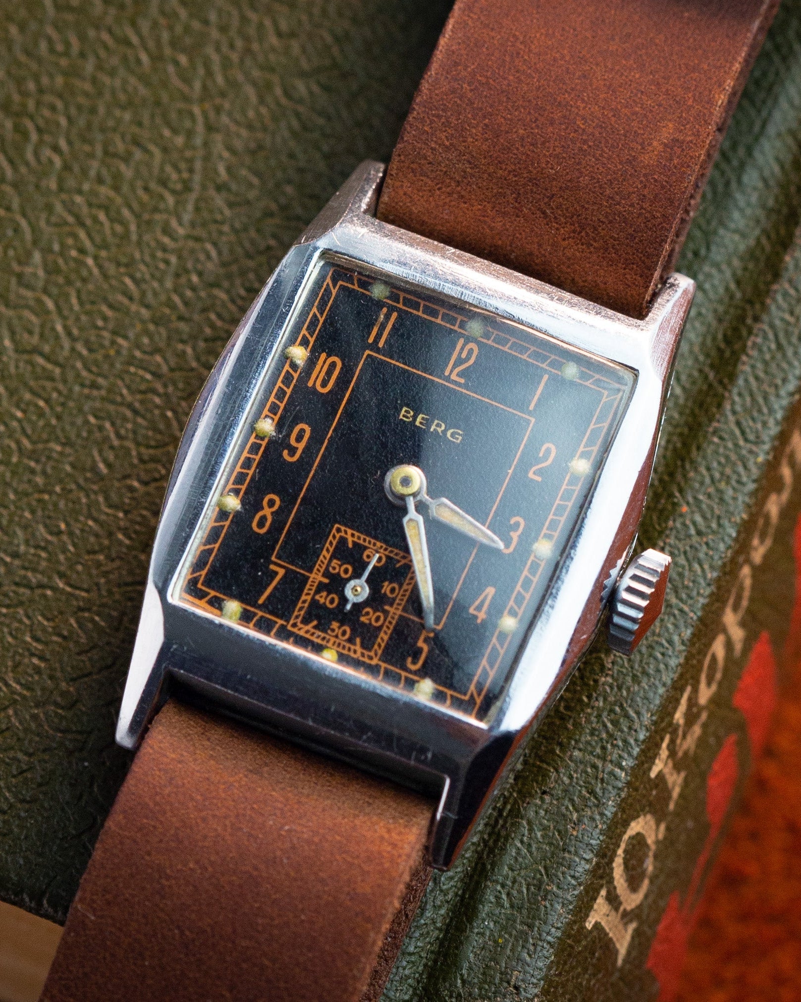 Rare Vintage Watch "Berg" from 1930's, Swiss Military Watch, Rectangular-Shaped Watch - VintageDuMarko