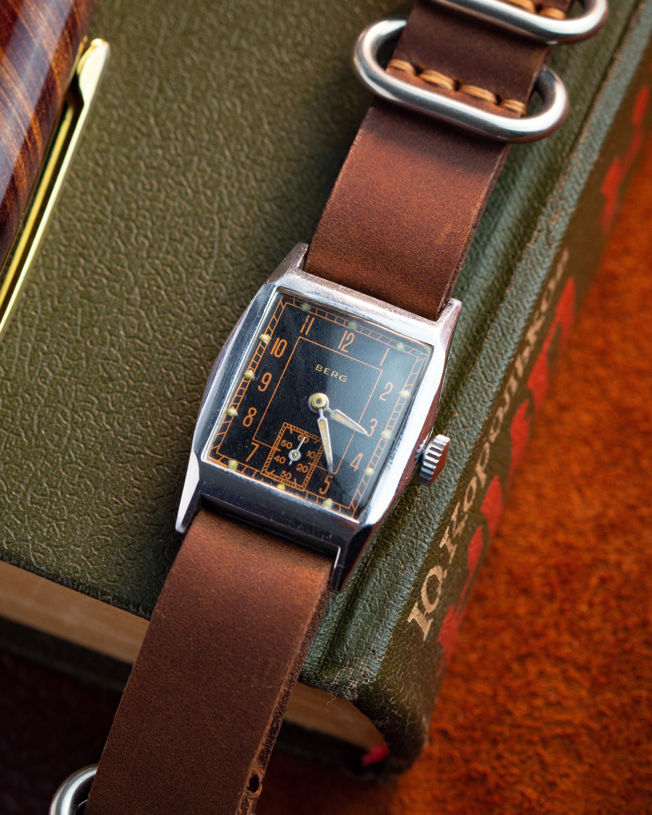 Rare Vintage Watch "Berg" from 1930's, Swiss Military Watch, Rectangular-Shaped Watch - VintageDuMarko