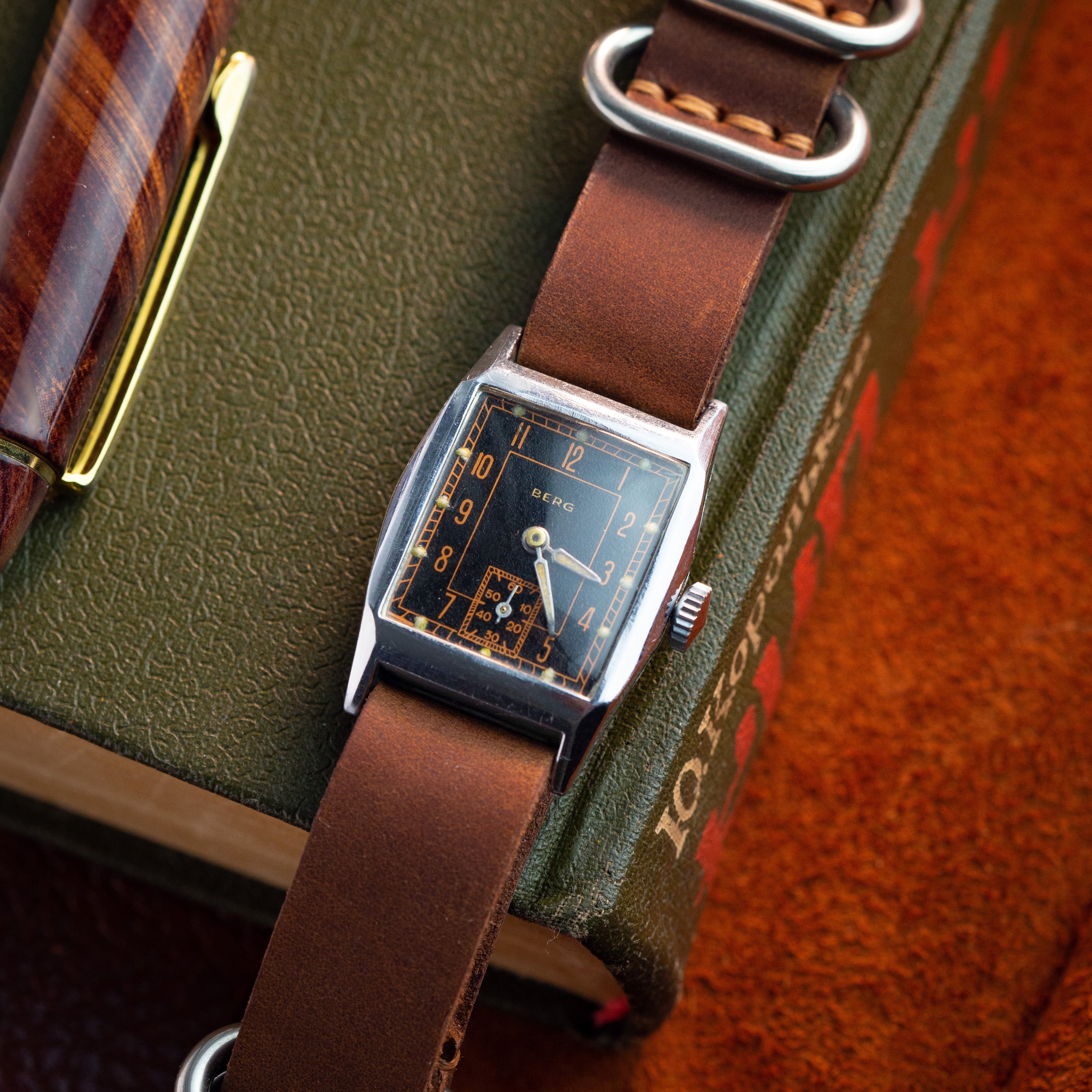 Rare Vintage Watch "Berg" from 1930's, Swiss Military Watch, Rectangular-Shaped Watch - VintageDuMarko