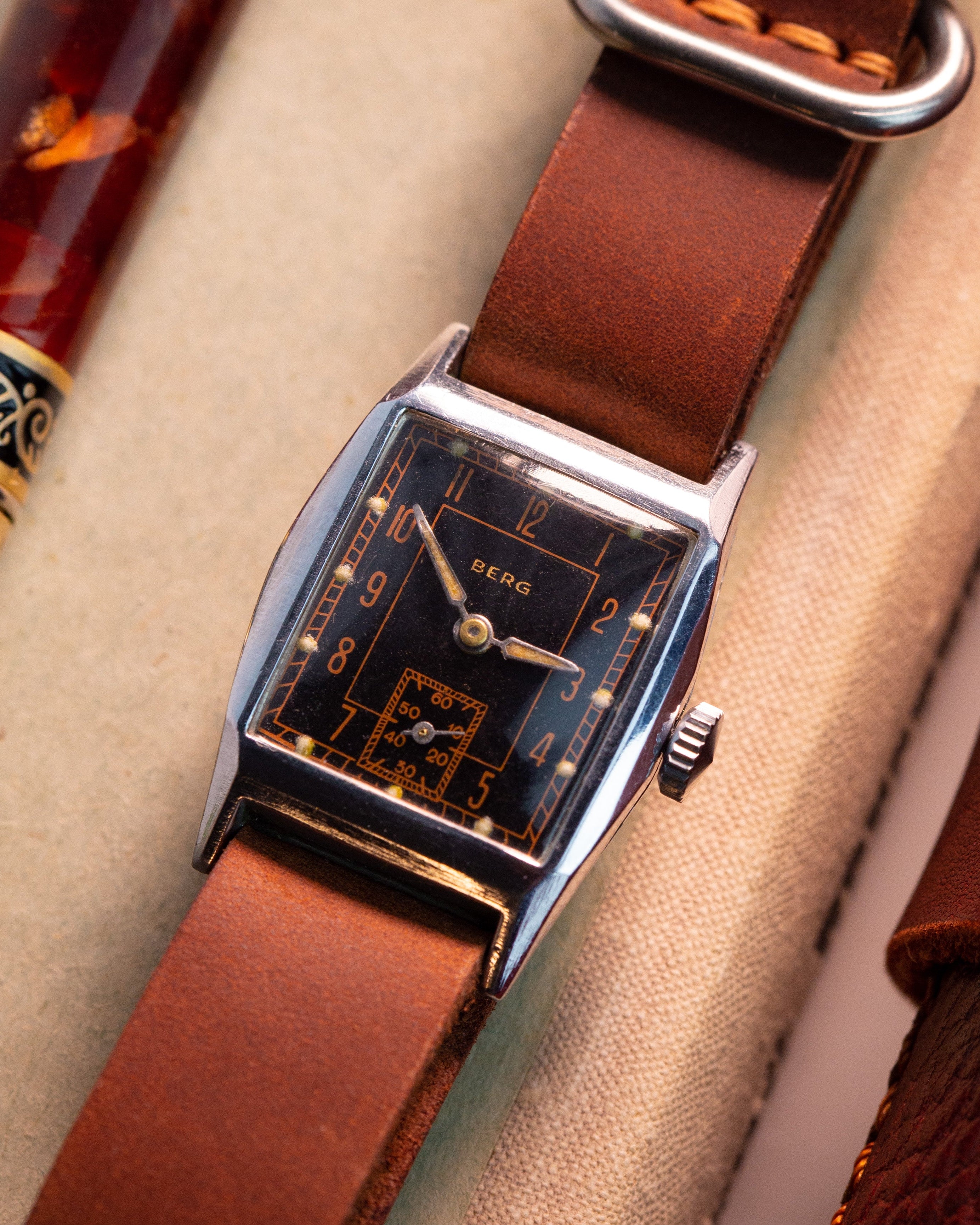 Rare Vintage Watch "Berg" from 1930's, Swiss Military Watch, Rectangular-Shaped Watch - VintageDuMarko