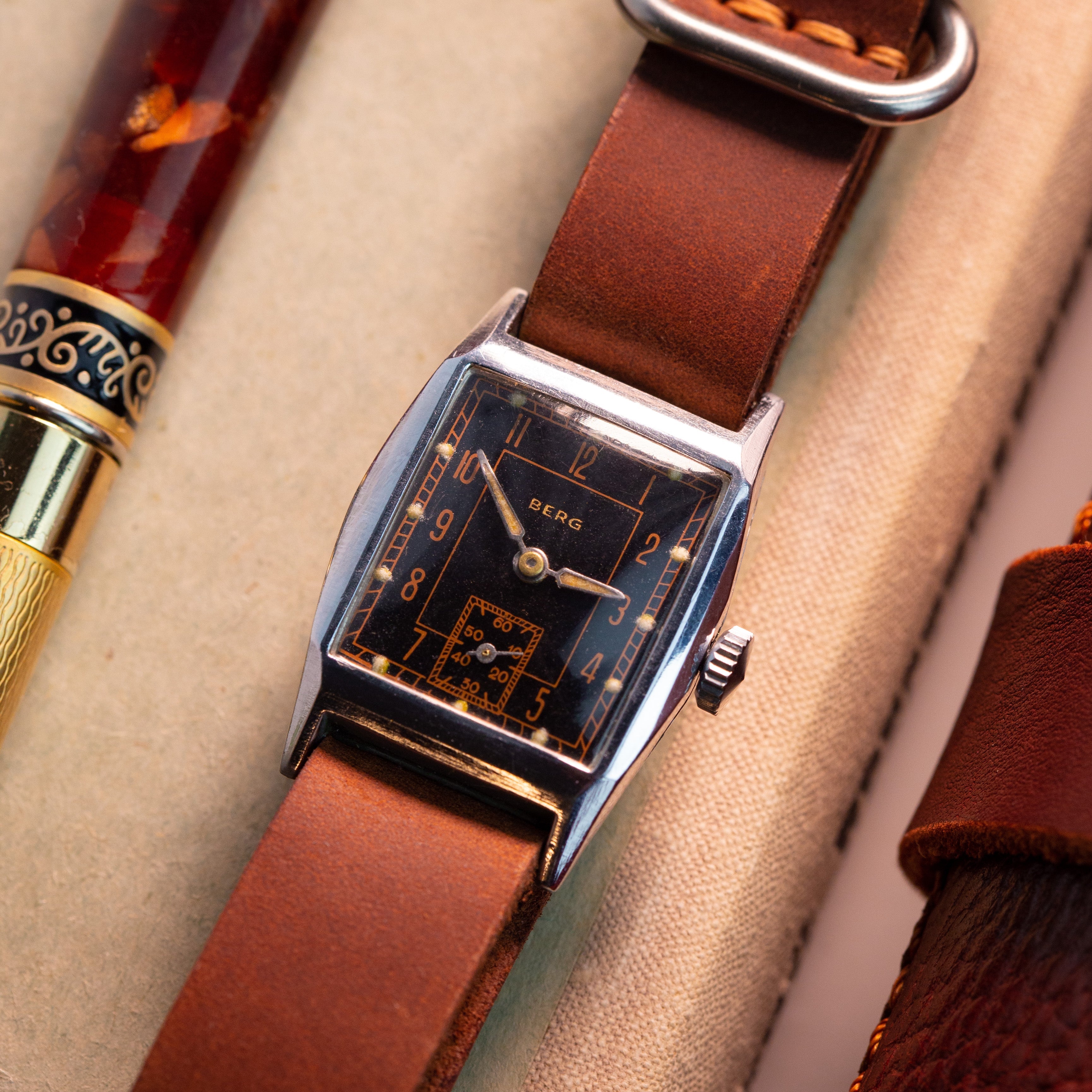 Rare Vintage Watch "Berg" from 1930's, Swiss Military Watch, Rectangular-Shaped Watch - VintageDuMarko