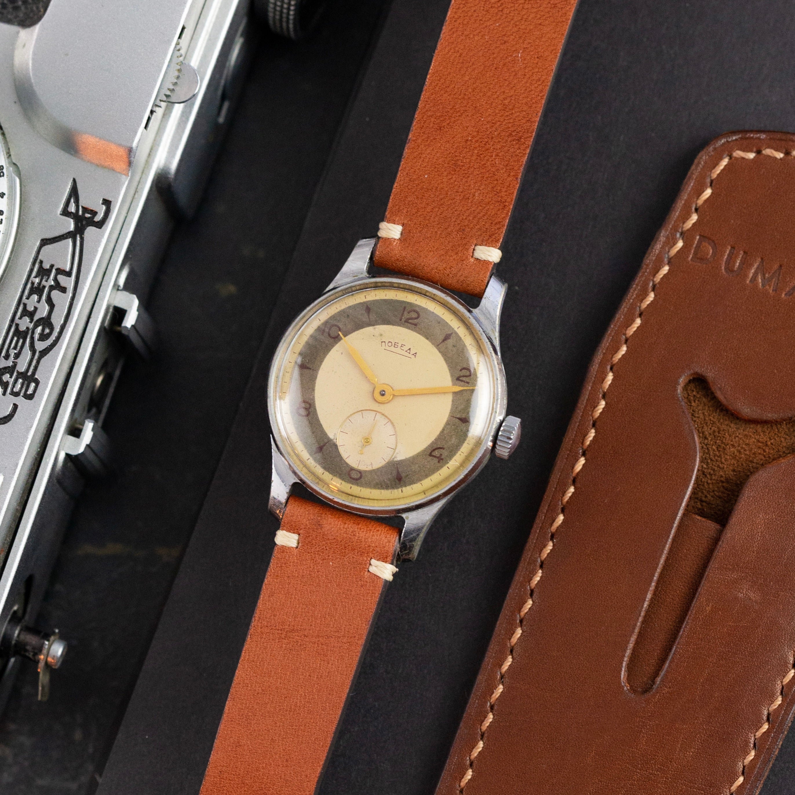 Rare Vintage Watch «Pobeda» - Soviet Old Watch with Patina Dial - VintageDuMarko