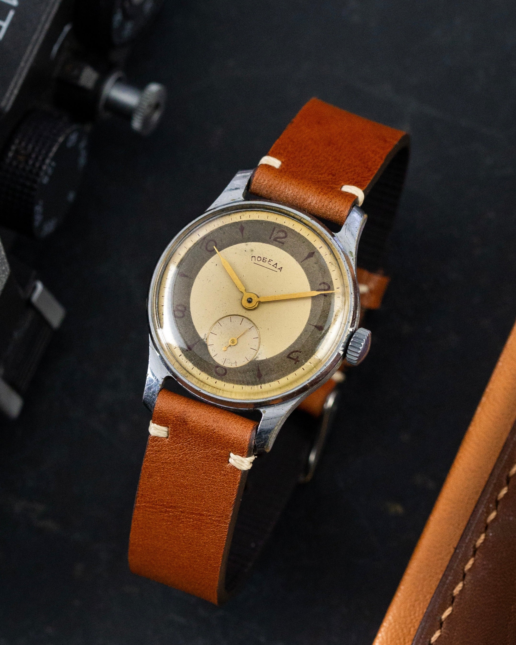 Rare Vintage Watch «Pobeda» - Soviet Old Watch with Patina Dial - VintageDuMarko