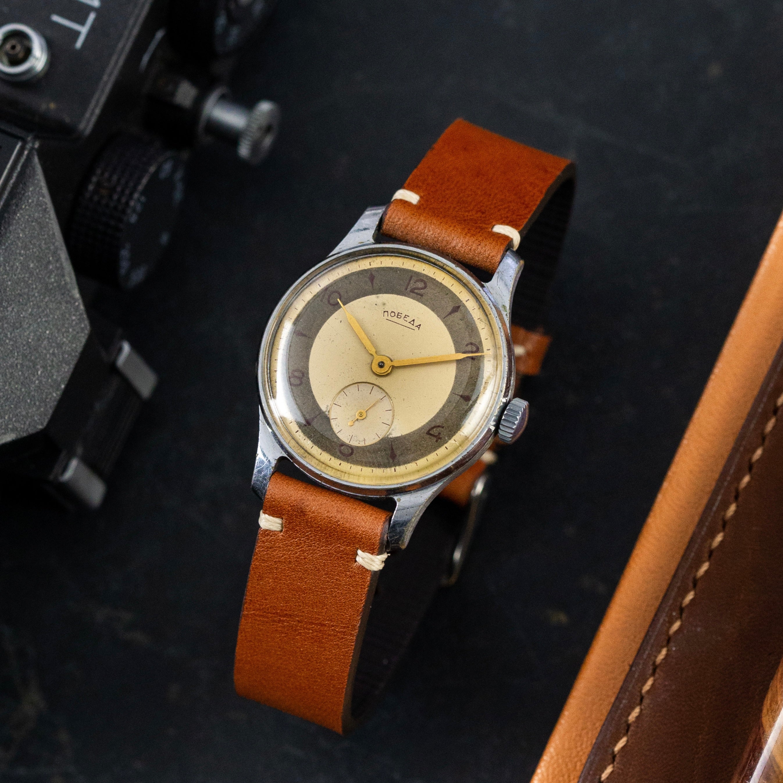 Rare Vintage Watch «Pobeda» - Soviet Old Watch with Patina Dial - VintageDuMarko