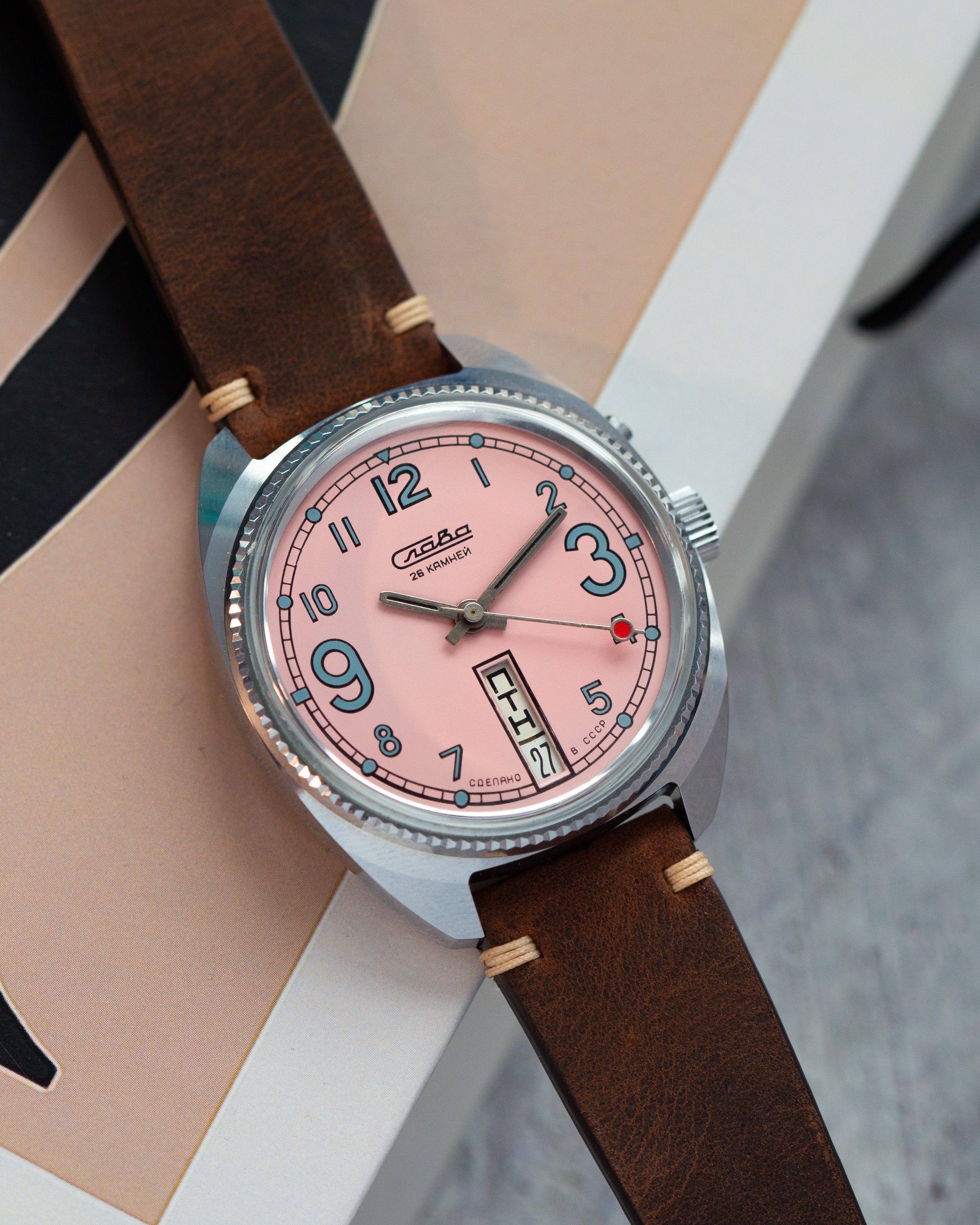 Rare Vintage Watch "Slava Pink (California)", Collectible Soviet Watch for Men - VintageDuMarko