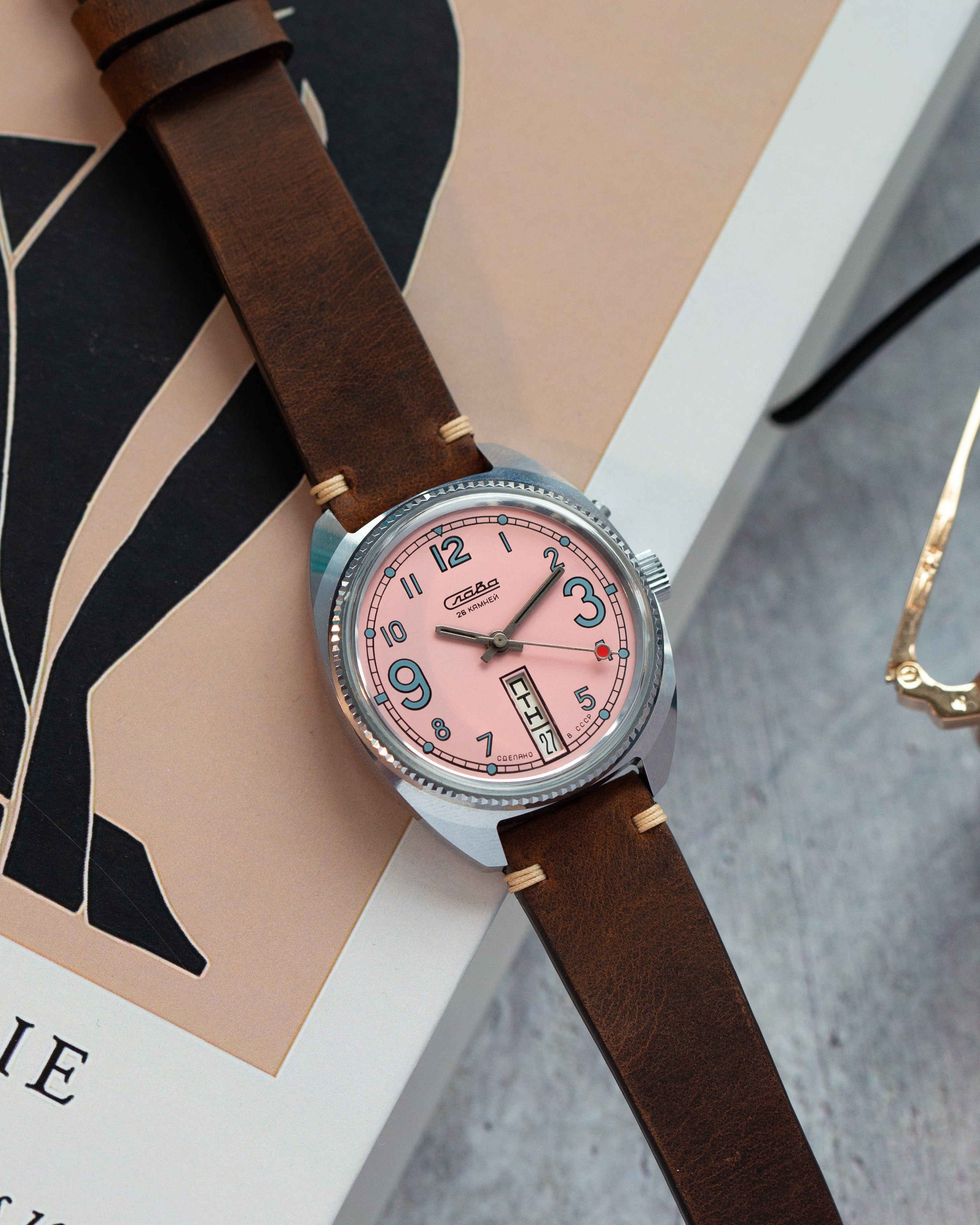 Rare Vintage Watch "Slava Pink (California)", Collectible Soviet Watch for Men - VintageDuMarko