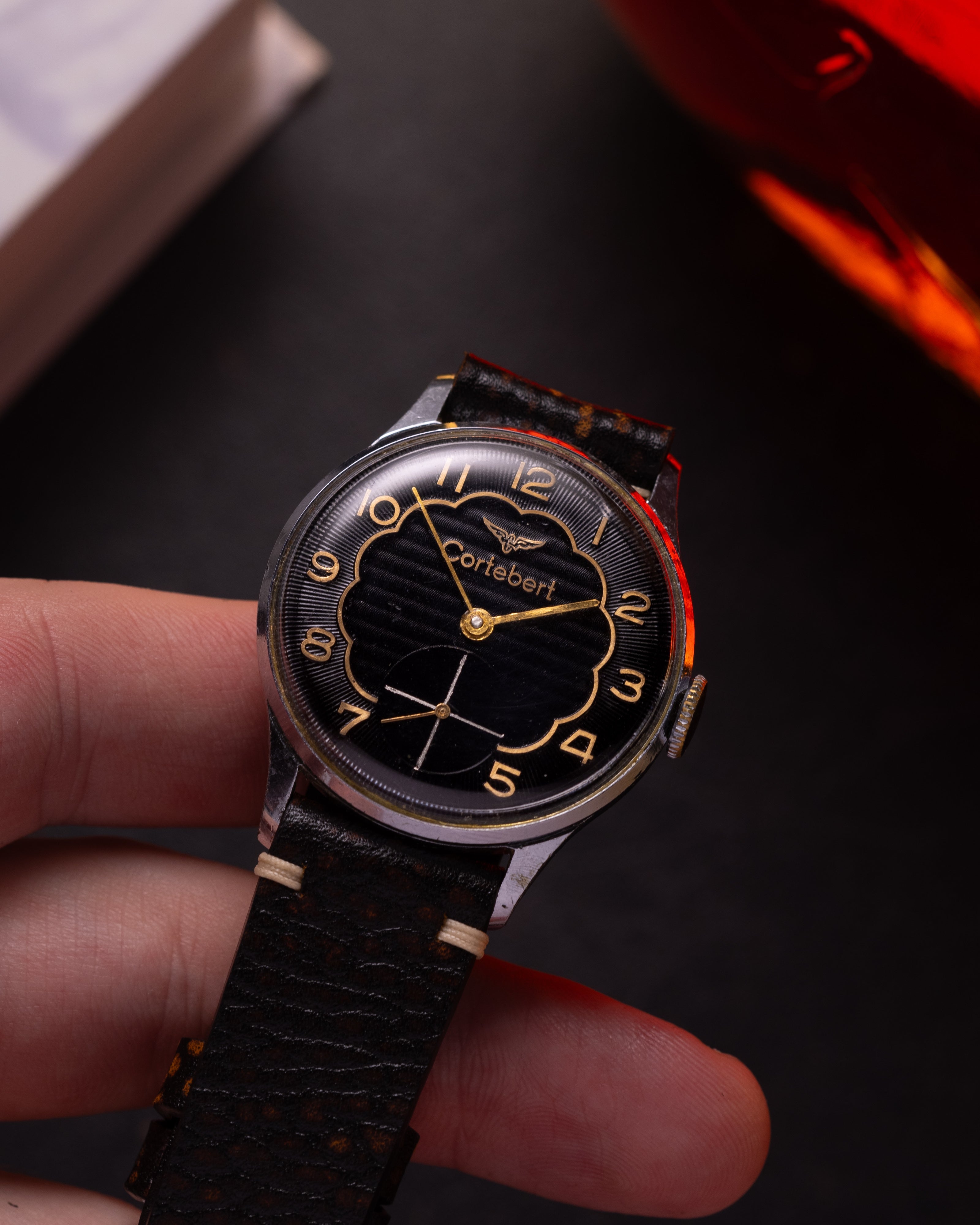 Rare watch Cortebert black dial from 1950s, Vintage Swiss Watch - VintageDuMarko