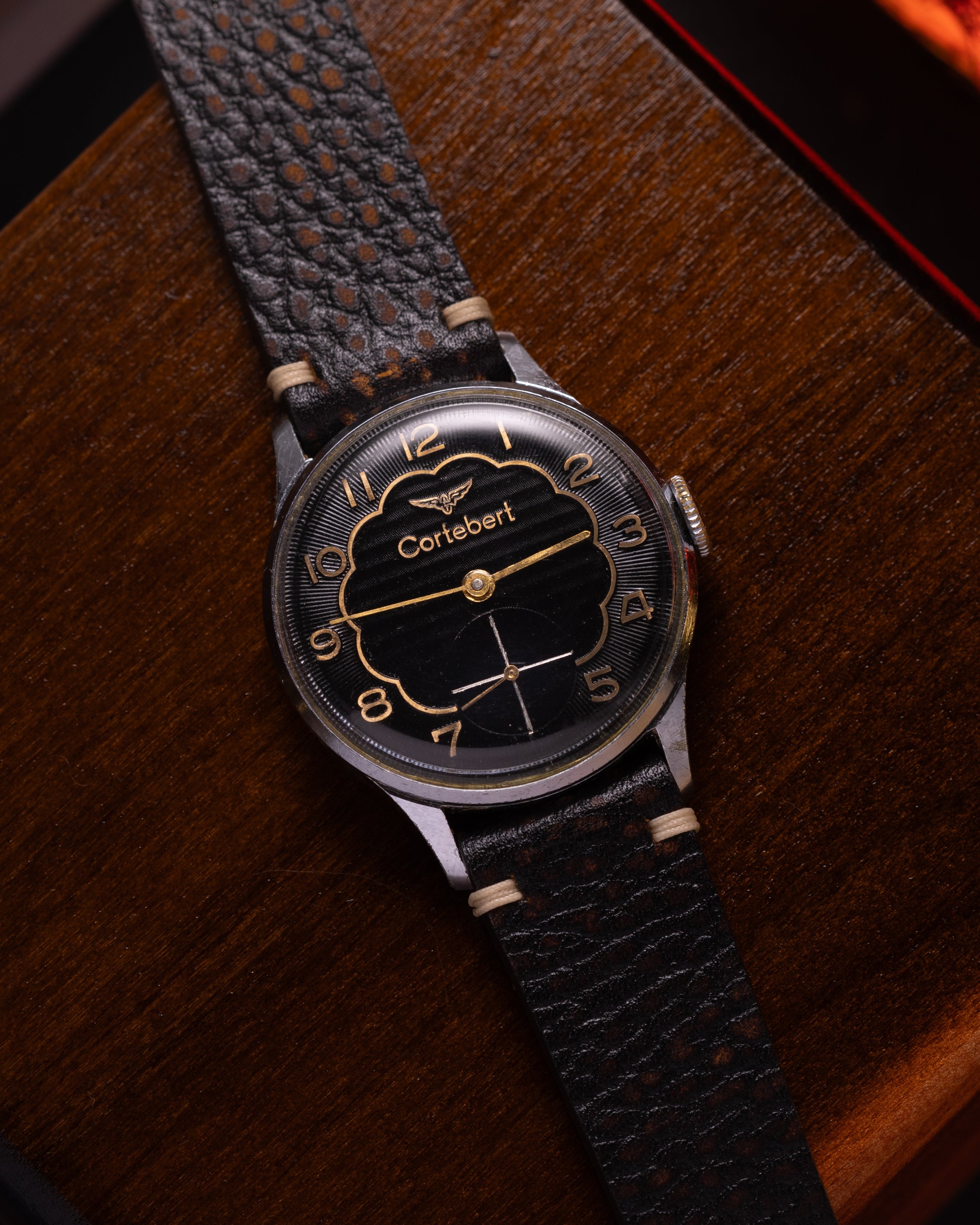 Rare watch Cortebert black dial from 1950s, Vintage Swiss Watch - VintageDuMarko