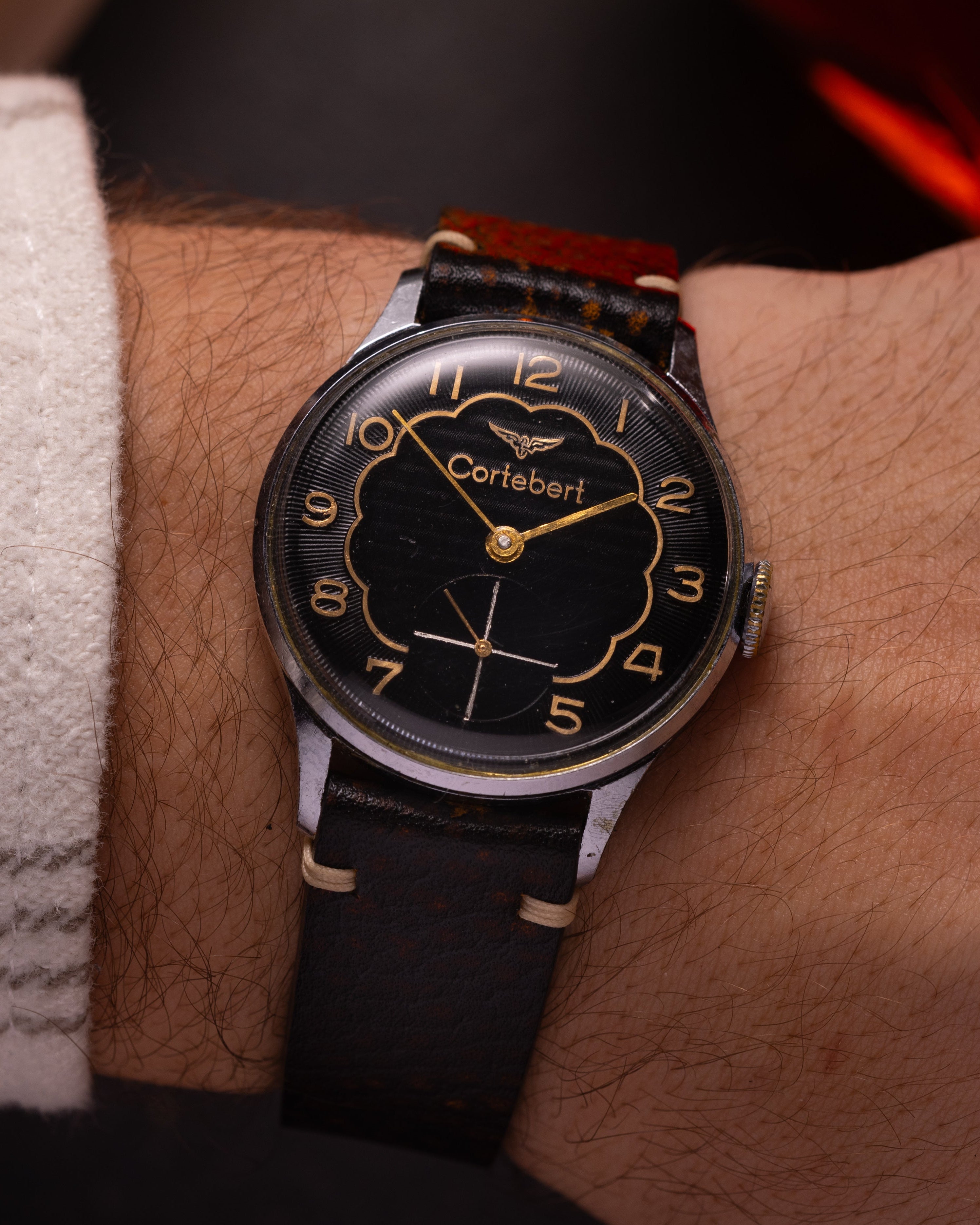 Rare watch Cortebert black dial from 1950s, Vintage Swiss Watch - VintageDuMarko