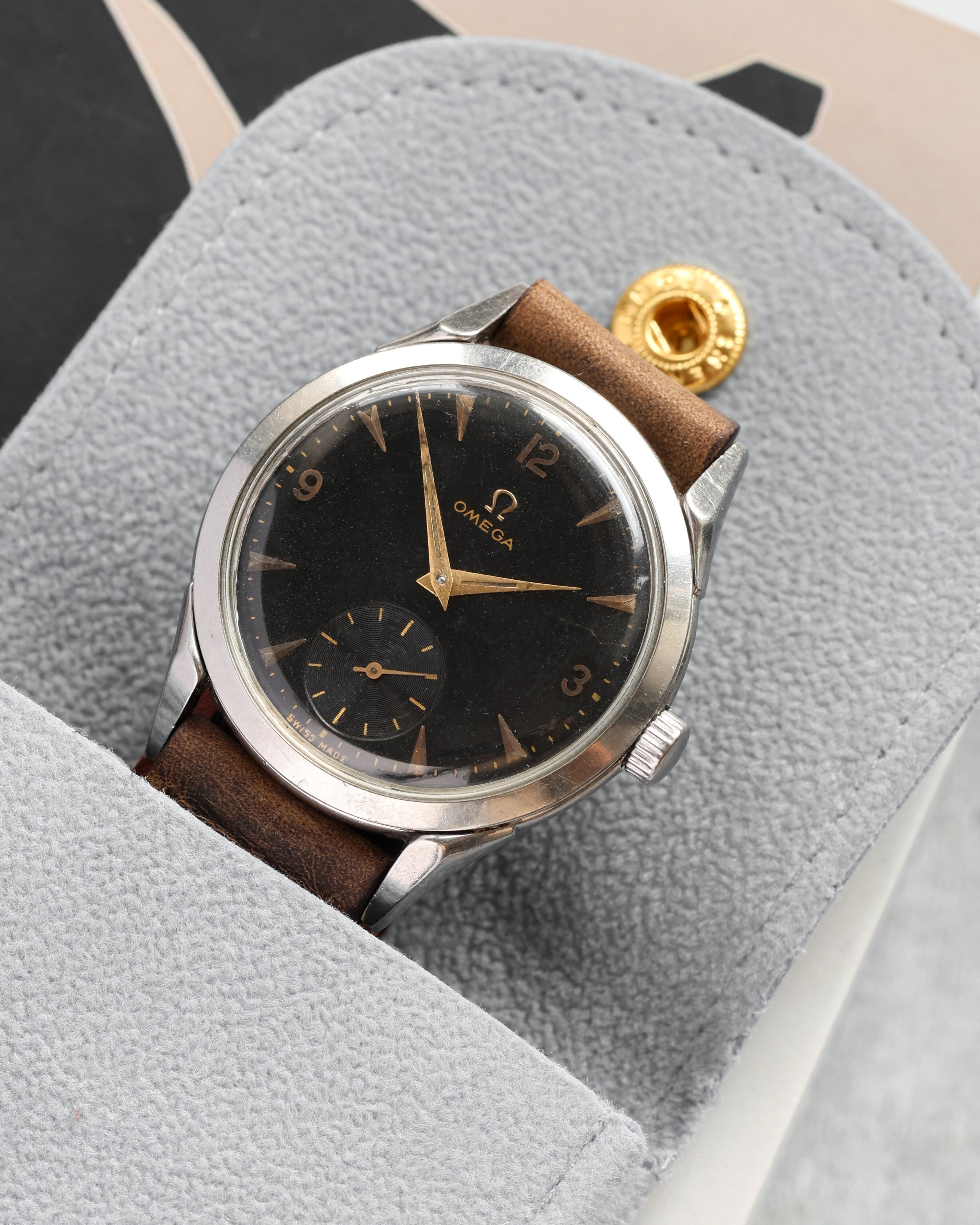 Rare Watch Omega with Black Dial from 1950s - Rare Swiss Watch for Collection - VintageDuMarko