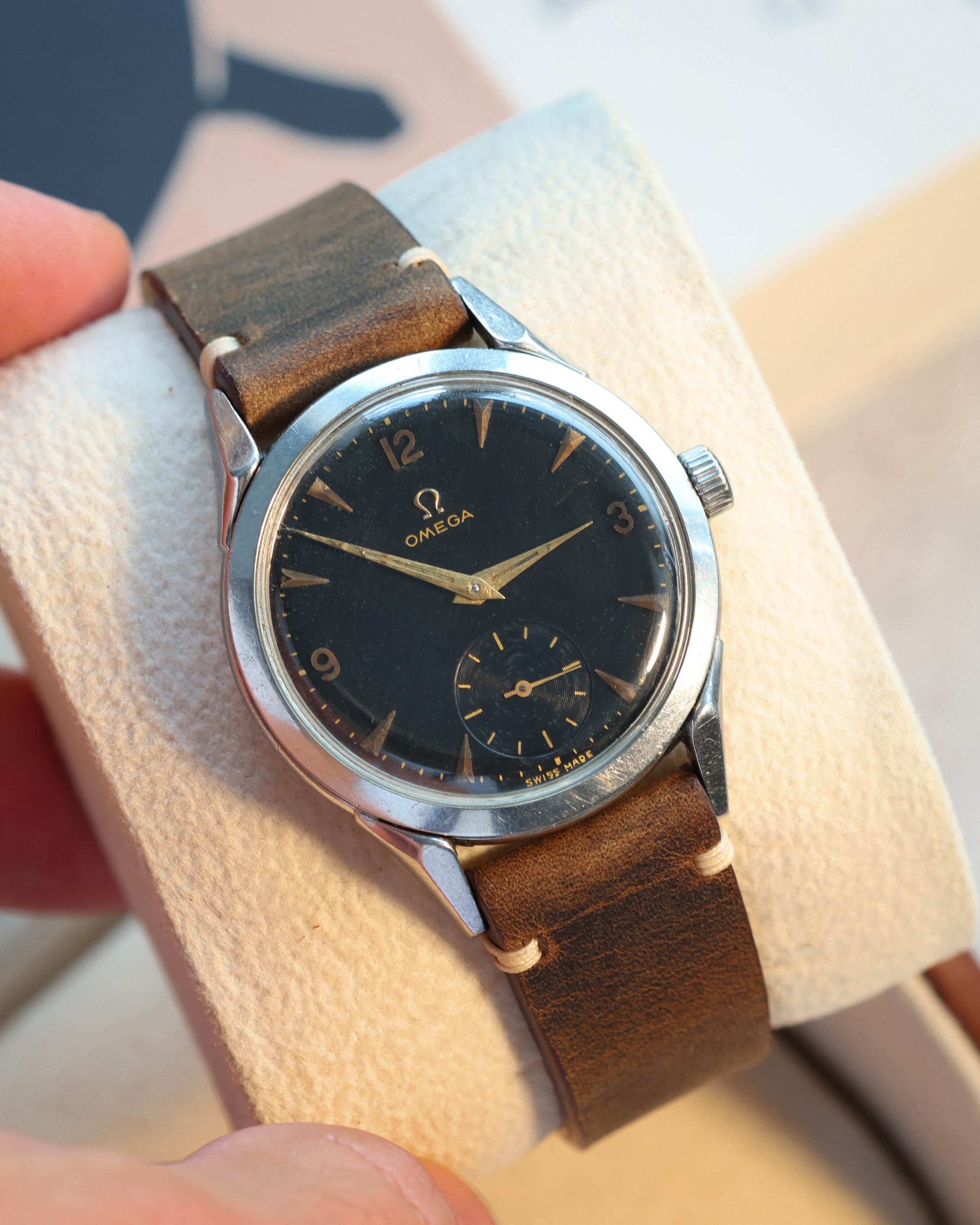 Rare Watch Omega with Black Dial from 1950s - Rare Swiss Watch for Collection - VintageDuMarko