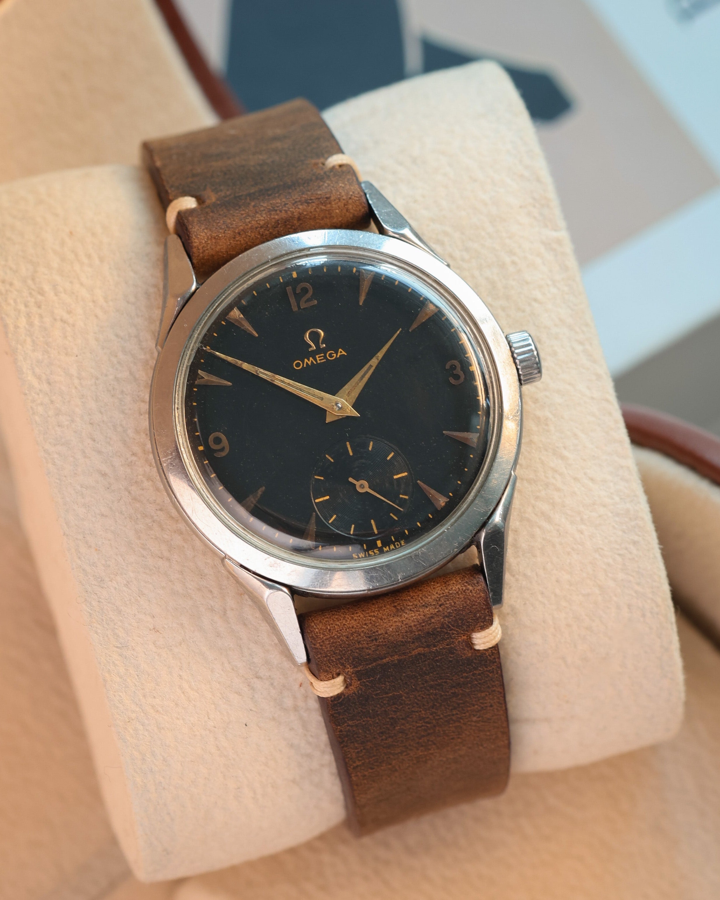 Rare Watch Omega with Black Dial from 1950s - Rare Swiss Watch for Collection - VintageDuMarko