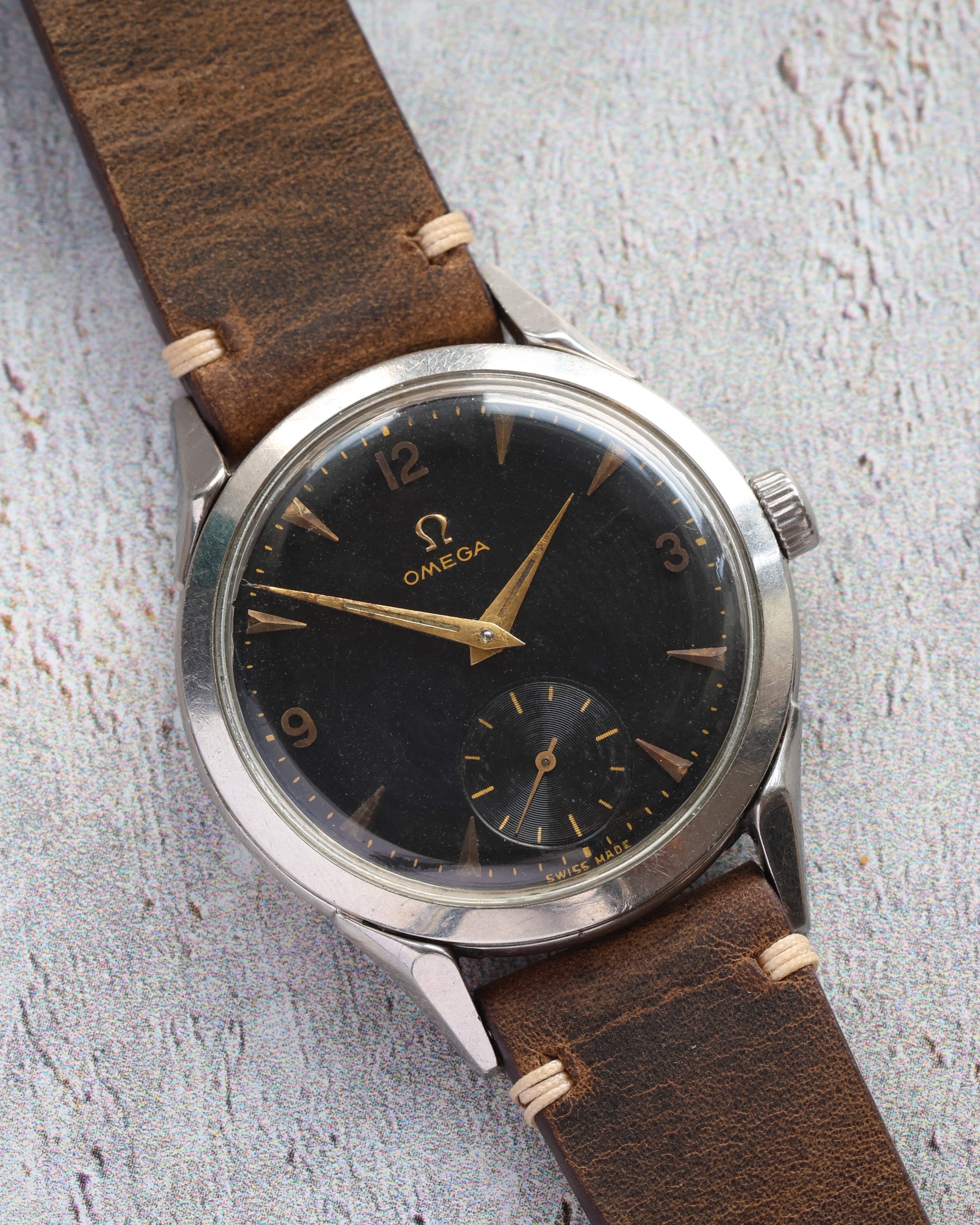 Rare Watch Omega with Black Dial from 1950s - Rare Swiss Watch for Collection - VintageDuMarko