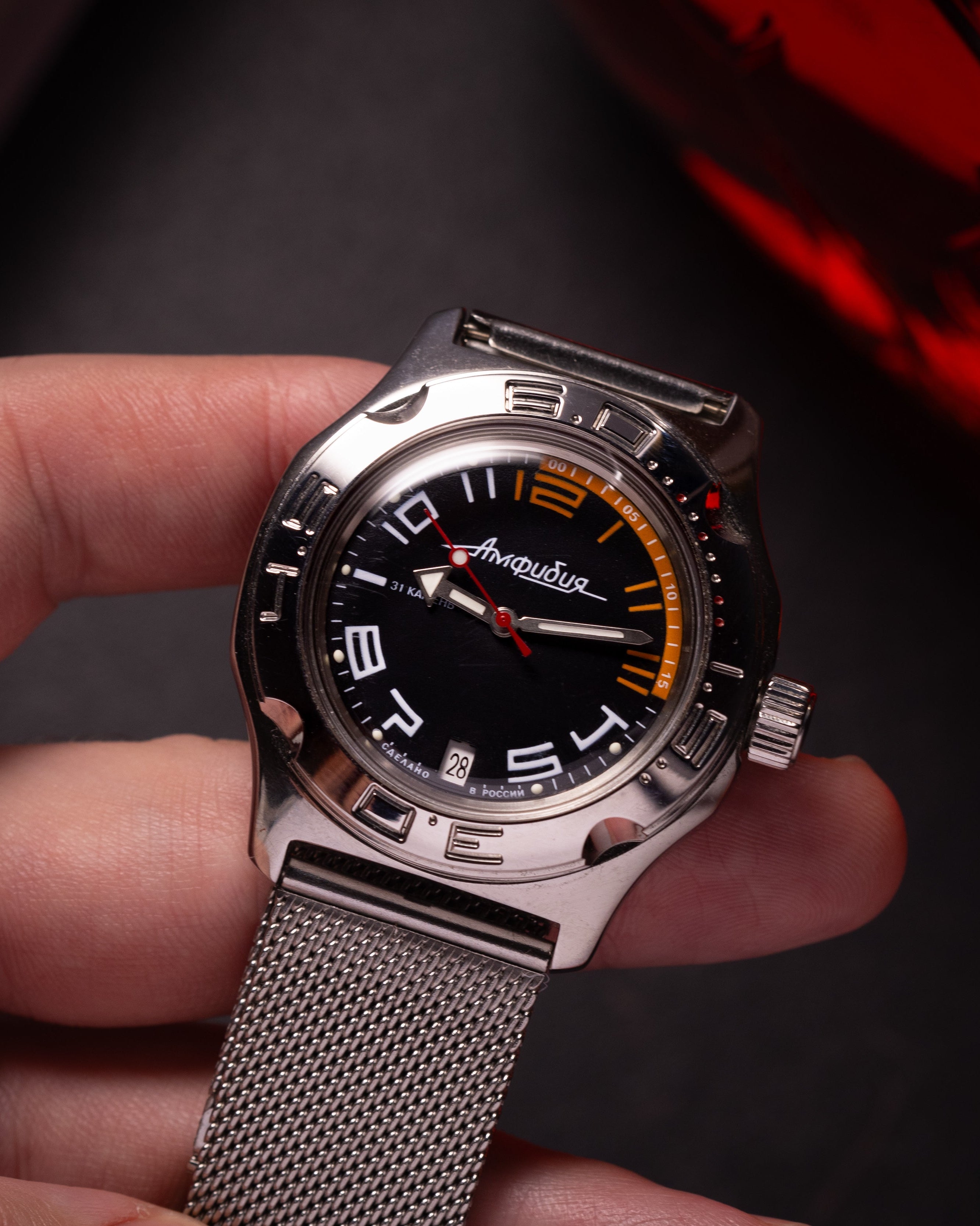 Vintage "Amphibia" Mens Watch, Military Dive Automatic Wostok Watch - VintageDuMarko