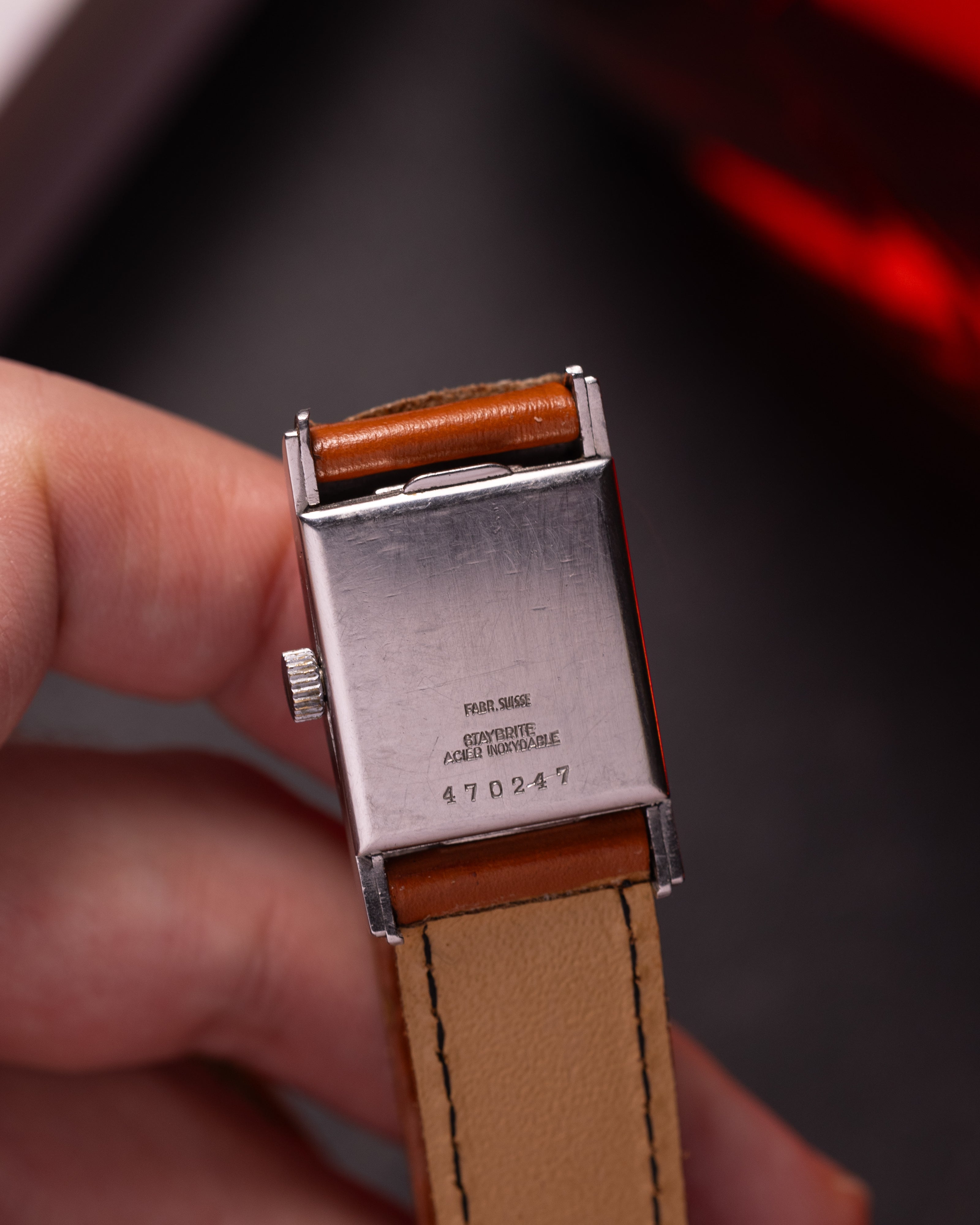 Vintage Black Dial Watch Swiss Tank, Art Deco from 1940s - VintageDuMarko