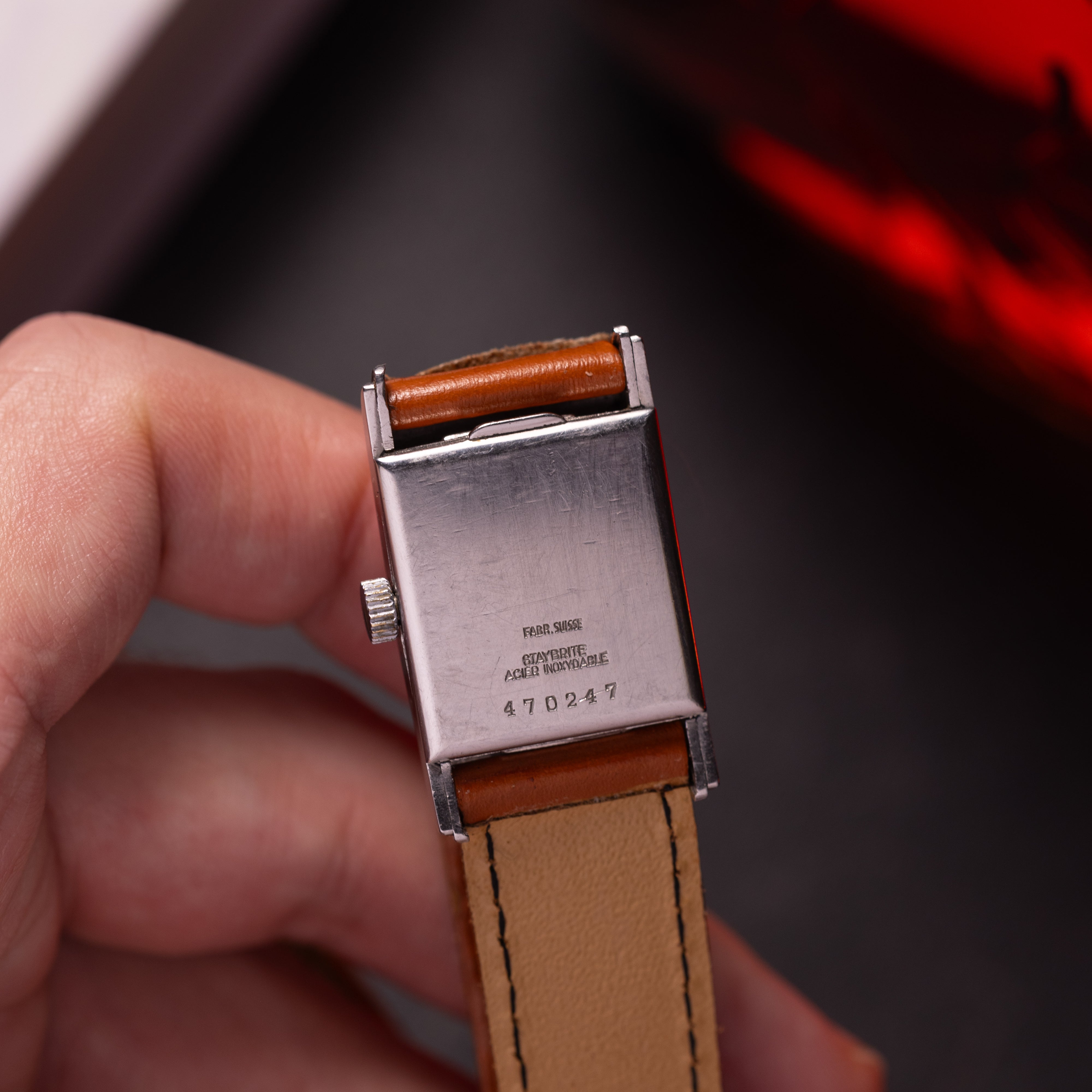 Vintage Black Dial Watch Swiss Tank, Art Deco from 1940s - VintageDuMarko