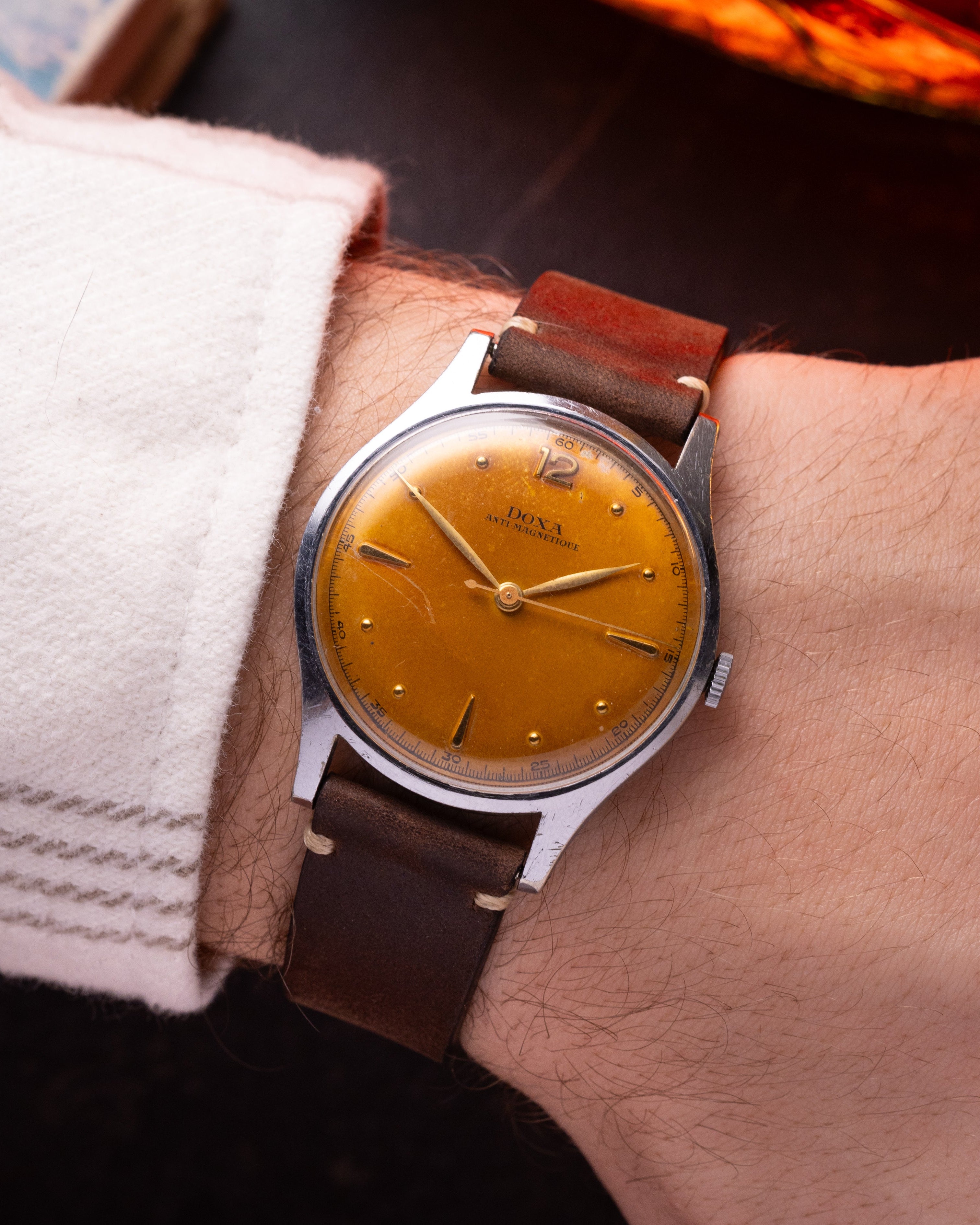 Vintage "Doxa" Calatrava Watch, Salmon Dial - VintageDuMarko
