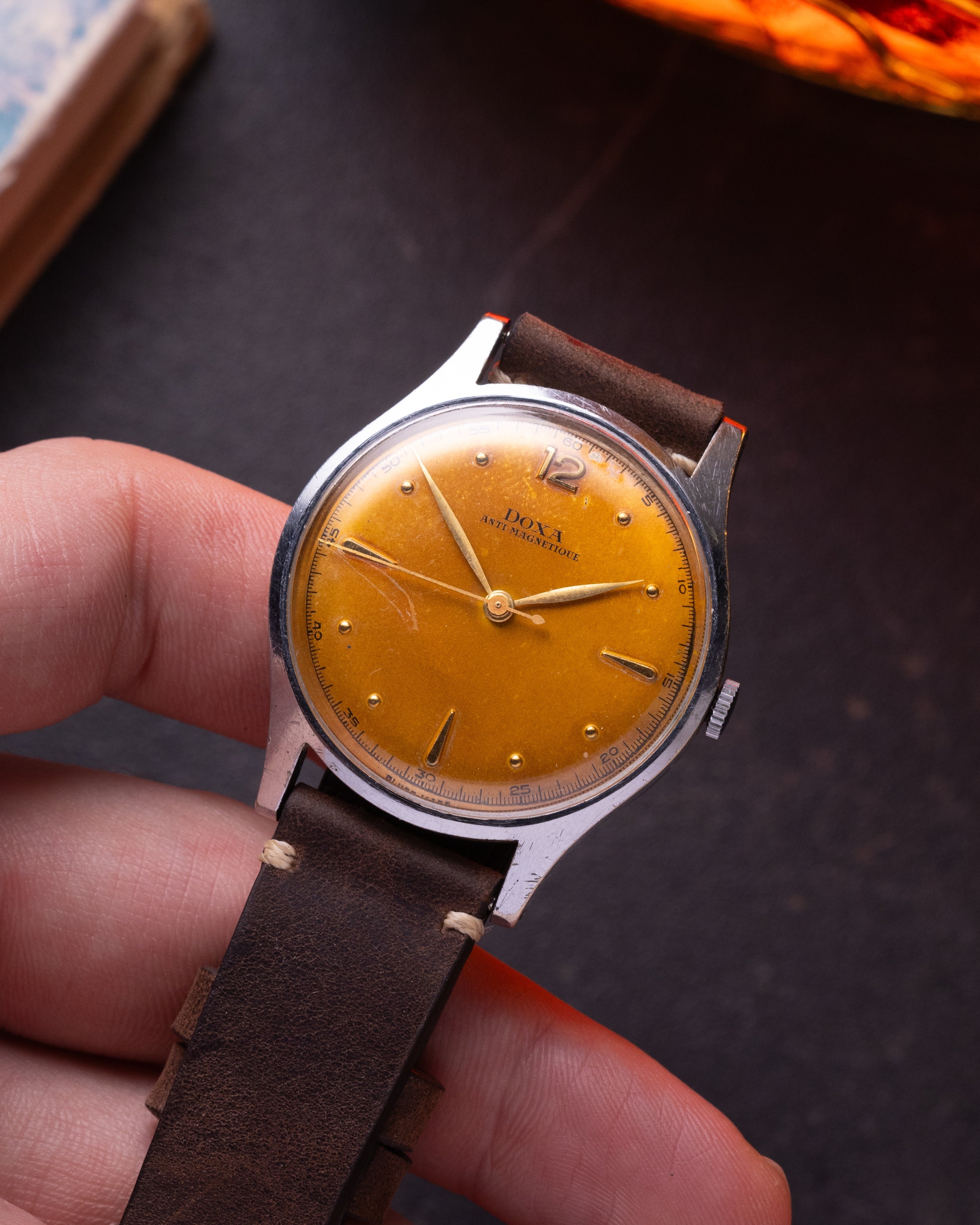 Vintage "Doxa" Calatrava Watch, Salmon Dial - VintageDuMarko