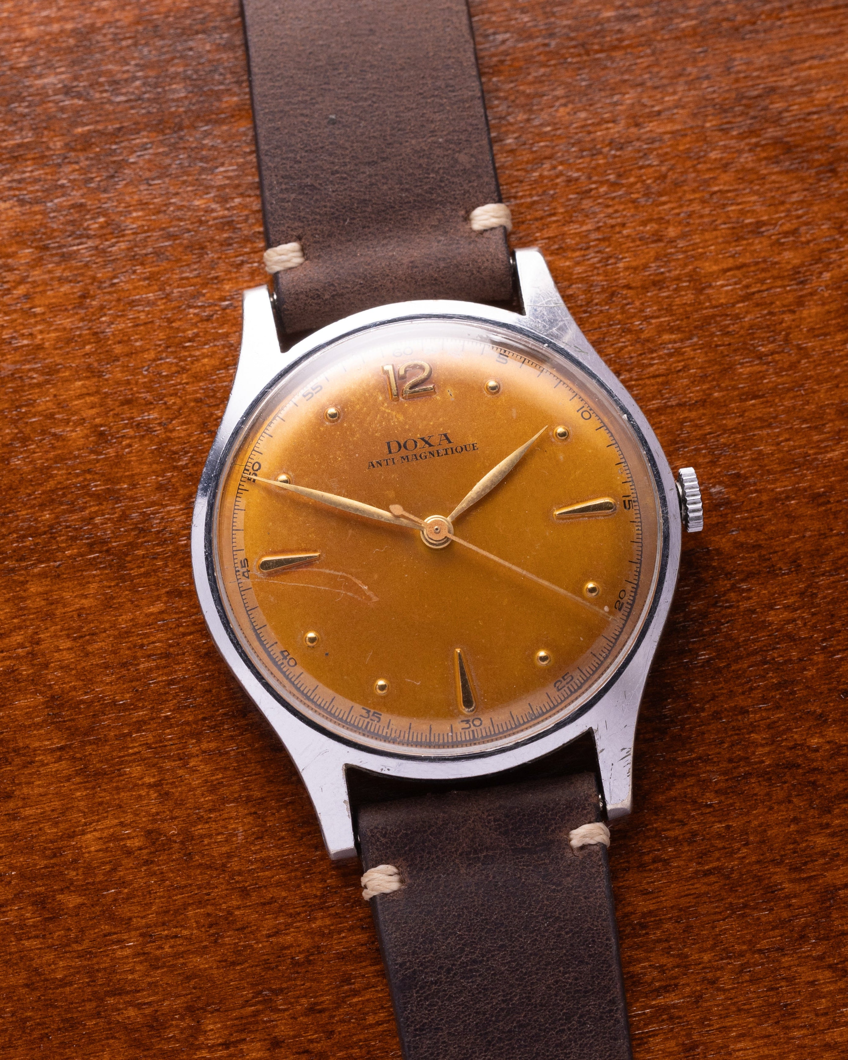 Vintage "Doxa" Calatrava Watch, Salmon Dial - VintageDuMarko