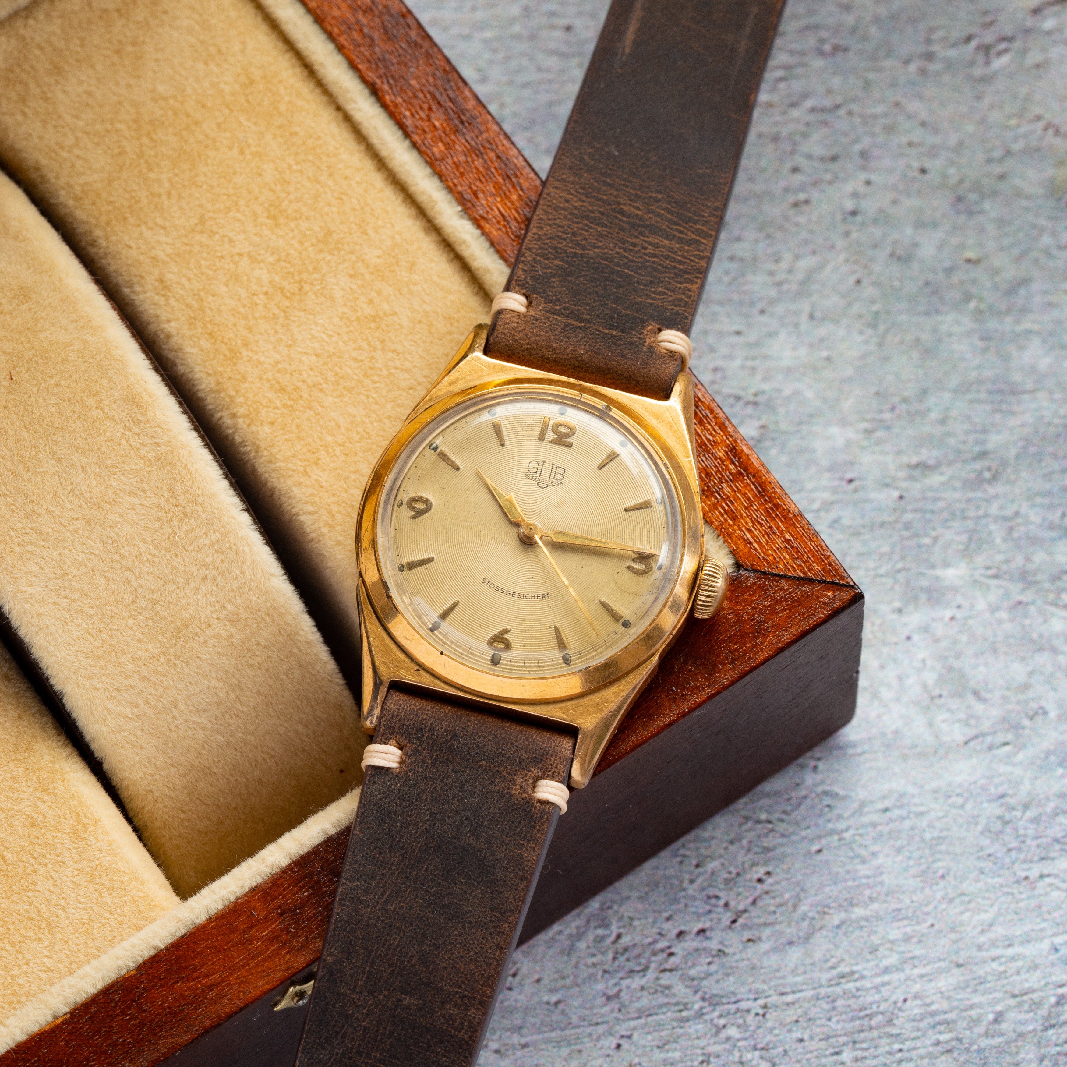 Vintage German "GUB Glashutte" Gold Plated Watch - VintageDuMarko