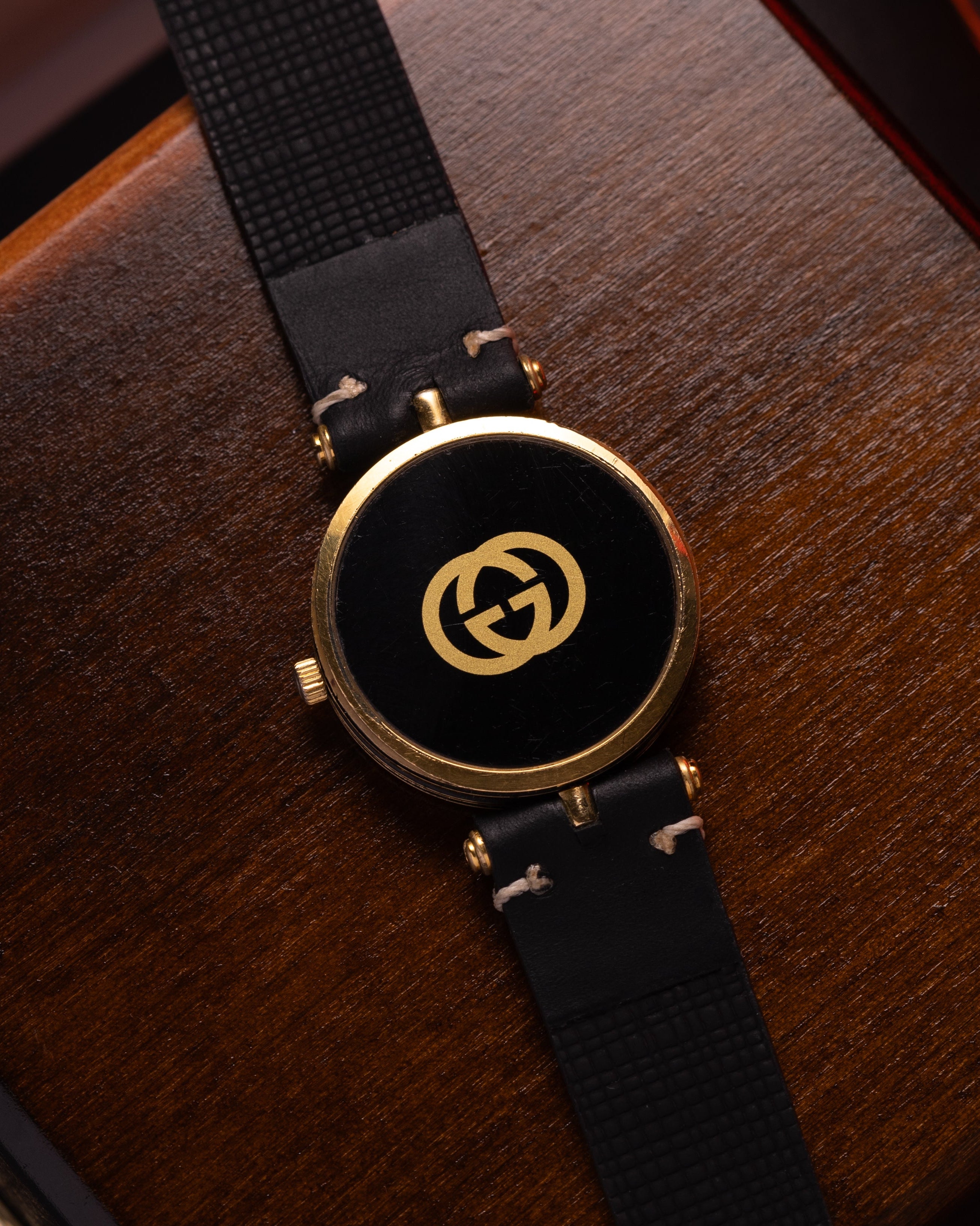 Vintage GUCCI Black and Gold Watch - VintageDuMarko