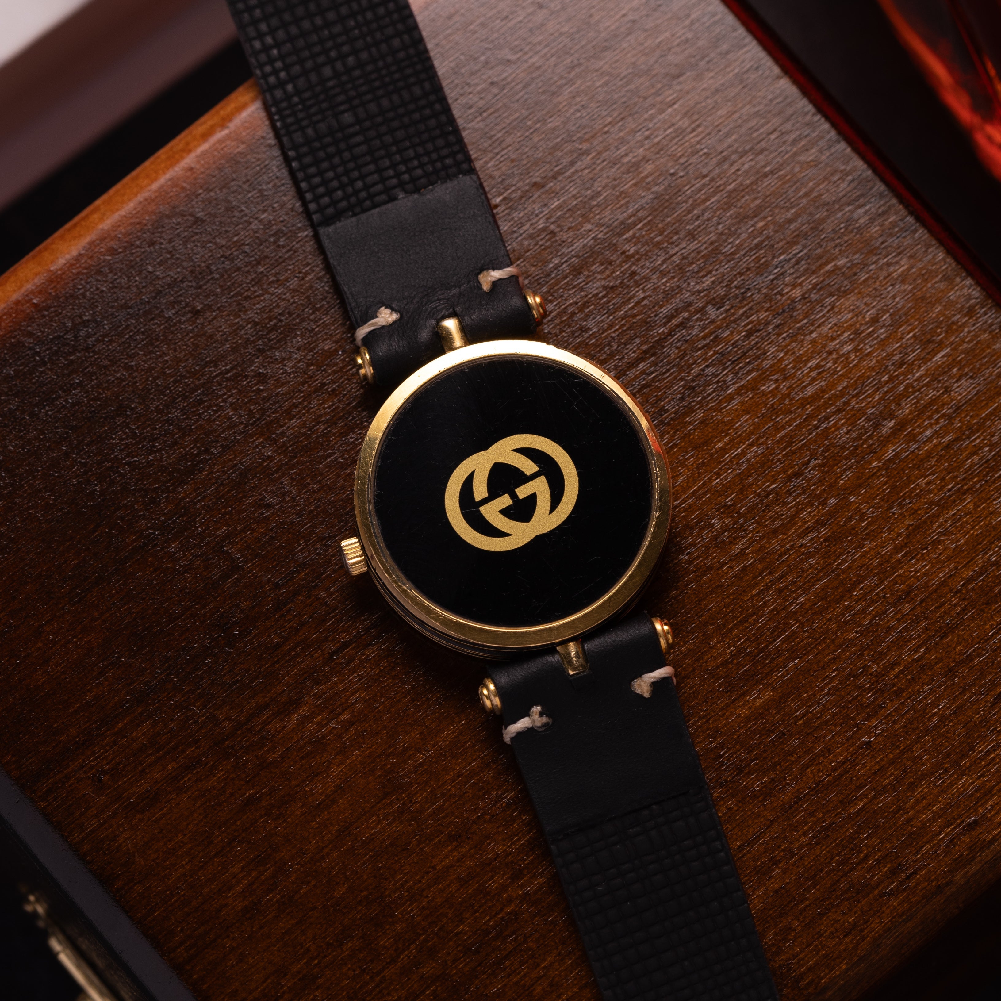 Vintage GUCCI Black and Gold Watch - VintageDuMarko