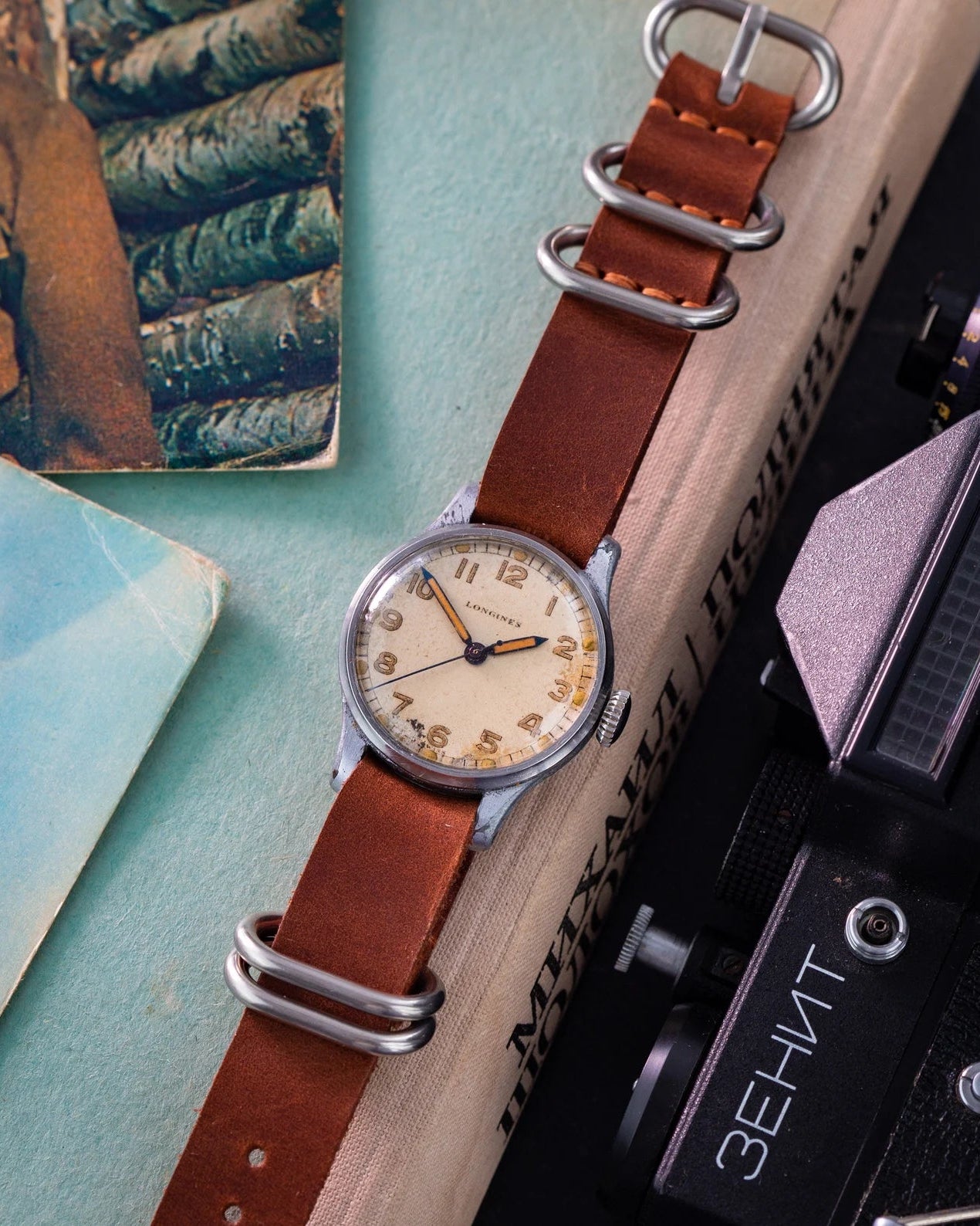 Vintage "Longines" Watch, Military Swiss watch for Men with Patina Dial - VintageDuMarko