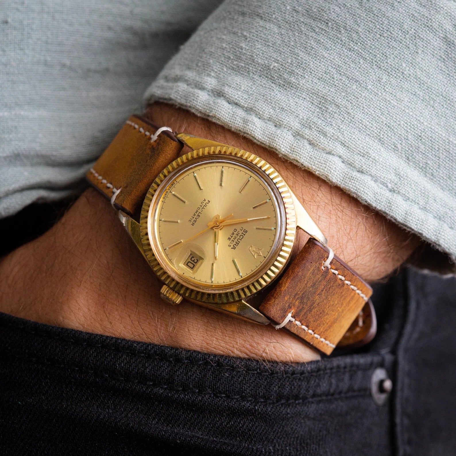 Vintage Men's Watch "Sicura Full-Lever (Breitling)", Automatic Swiss Made Watch - VintageDuMarko