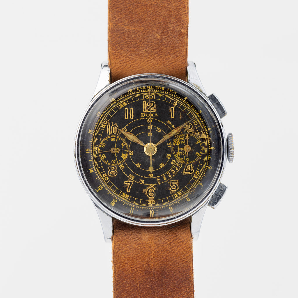 Vintage Military Chronograph "Doxa Aviator" Watch, Valjoux Cal.22 Movement - VintageDuMarko